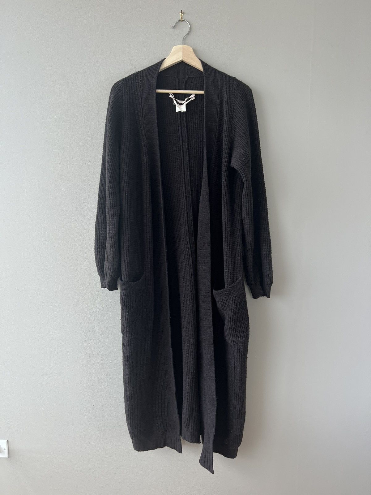 image of Rick Owens Aw05 Moog Waffle-Knit Cardigan/robe in Dark Shadow, Men's (Size Small)