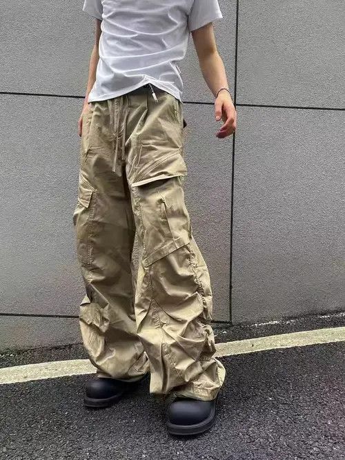 VIBE Vintage Punk Hip Hop Khaki Workwear Paratrooper Casual Pants Size US 28 / EU 44 - 2 Thumbnail