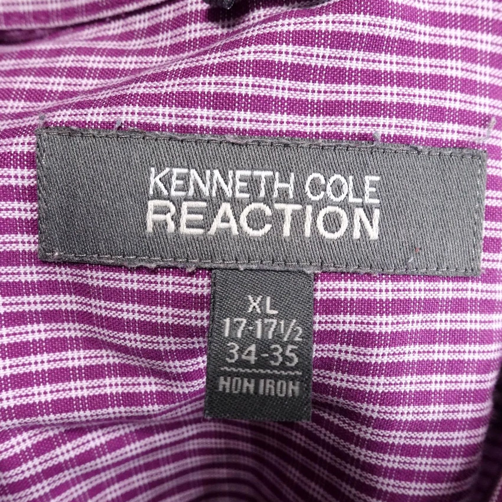 Kenneth Cole Kenneth Cole Reaction Dress Shirt Mens XL 17-17.5 34/35 Purple Gingham Non-Iron Dress Shirt Mens XL Purple Gingham Non-Iron Size 46R - 5 Thumbnail