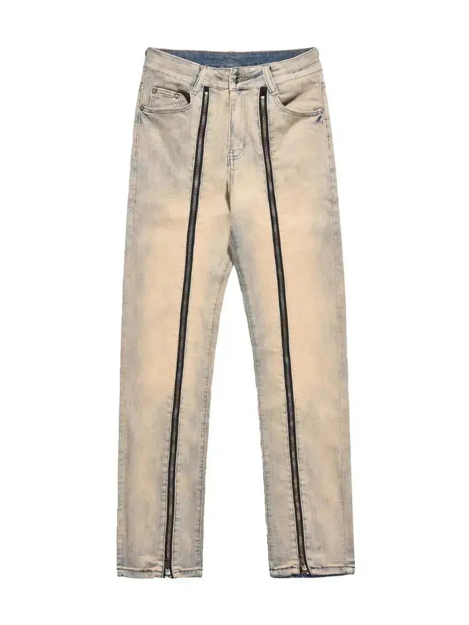 Japanese Brand Straight slim fit zipper patchwork jeans Size US 32 / EU 48 - 6 Thumbnail