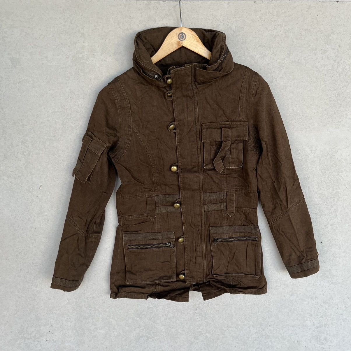 Other Vintage Takeo Kikuchi Brown Hooded Jacket Pockets Size S Size US S / EU 44-46 / 1 - 1 Thumbnail