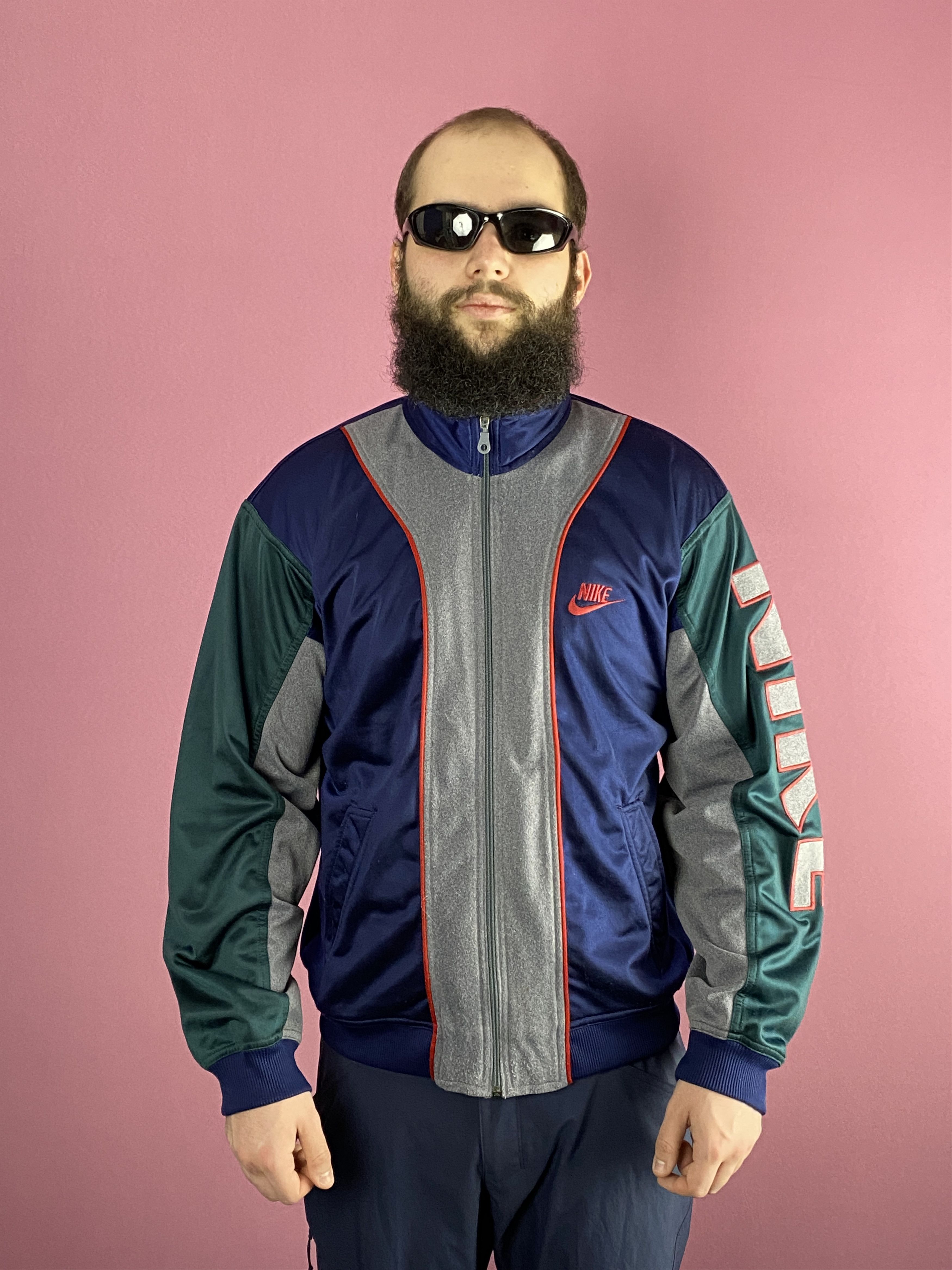 Nike × Vintage 90s Nike Big Spell Out Vintage Men's Track Jacket - M Size US M / EU 48-50 / 2 - 1 Thumbnail