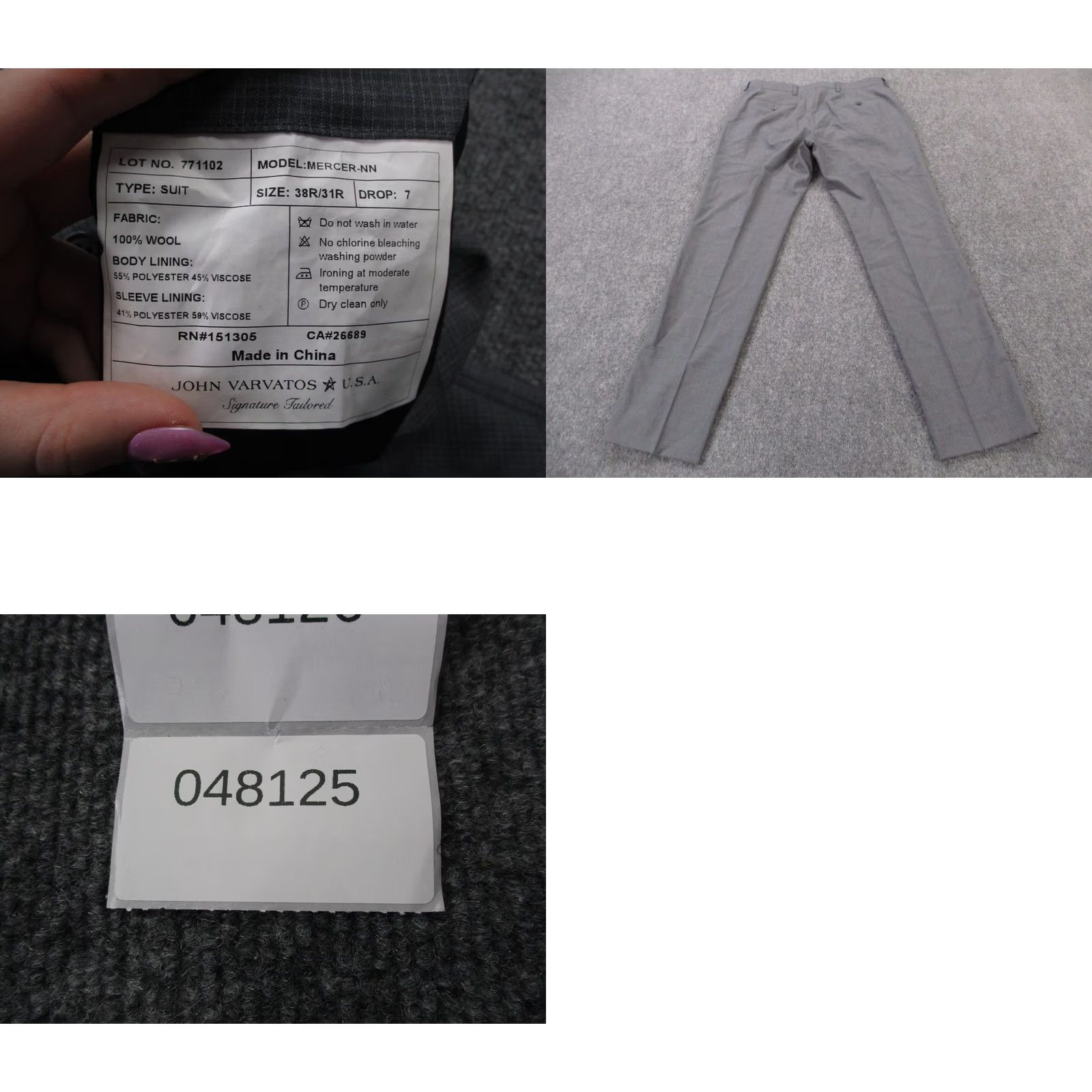 John Varvatos John Varvatos Pants Men 38 X 31 Gray Wool Tailored Dress Business Suit Pants Size 34R - 8 Thumbnail
