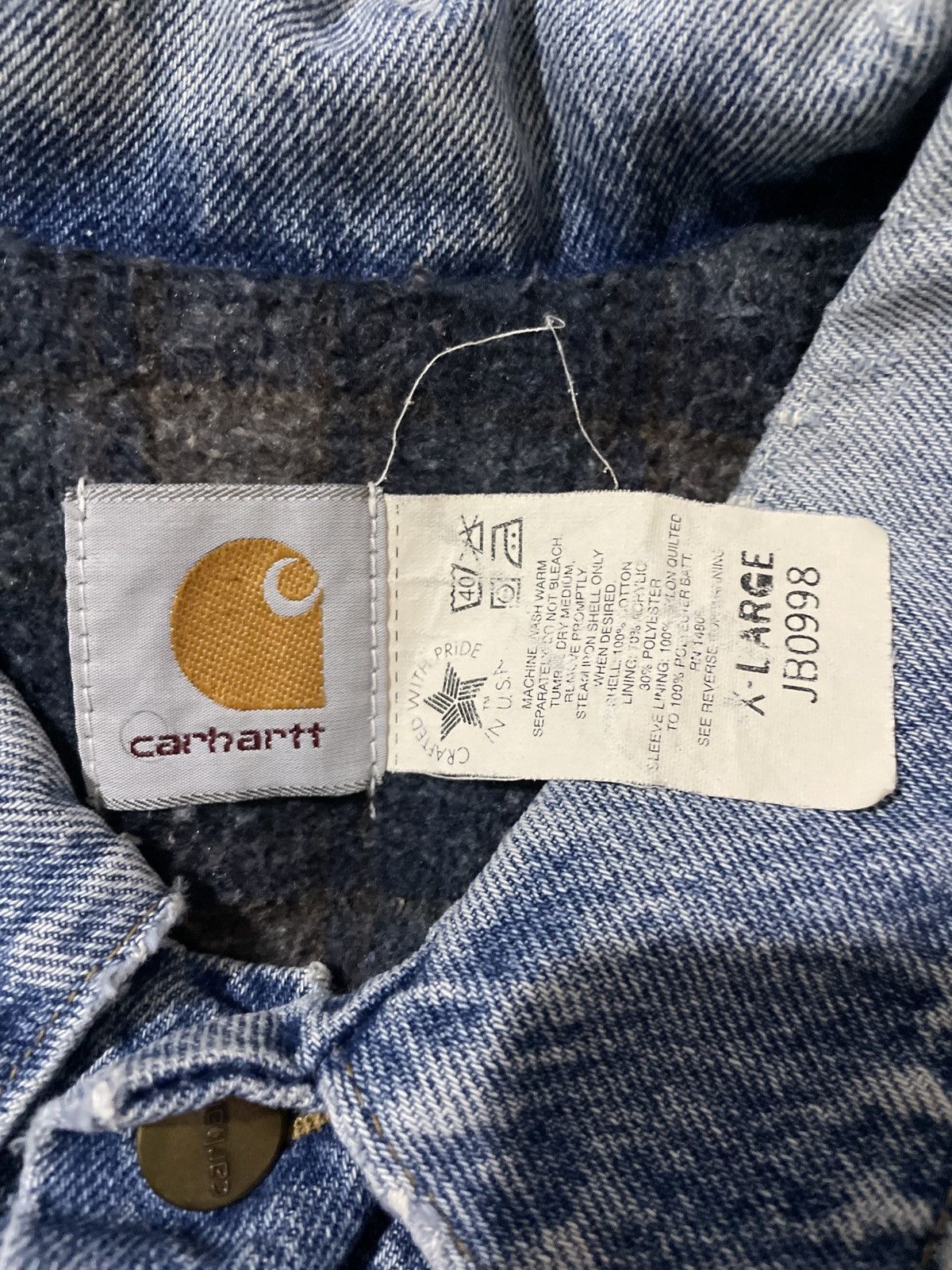 Carhartt 90’s USA Carhartt Denim Trucker jacket JB0998 Size US XL / EU 56 / 4 - 5 Thumbnail