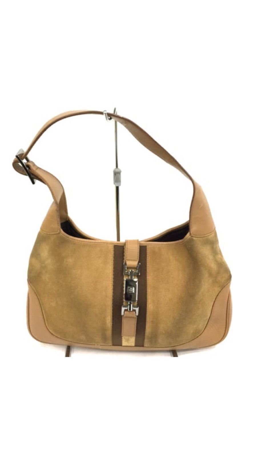image of Gucci Jackie Suede Bag in Beige, Women's