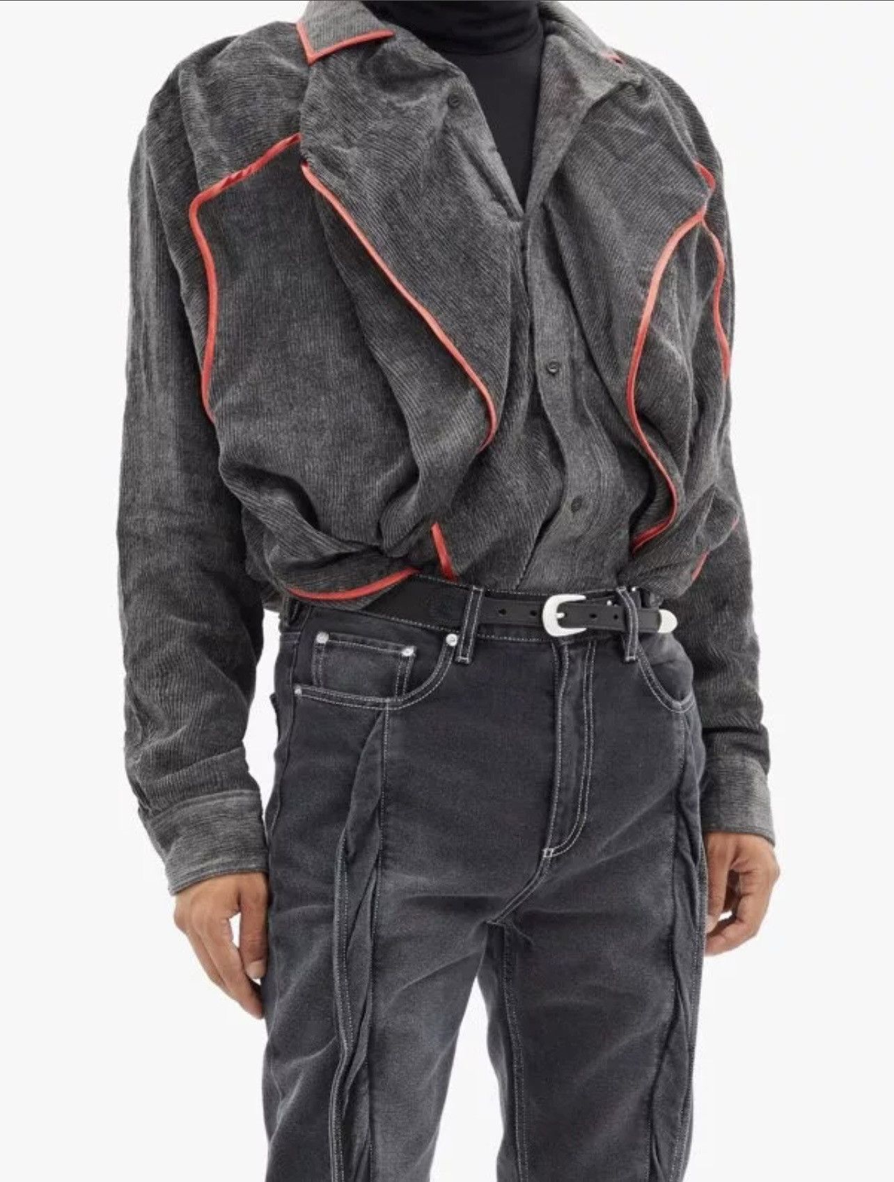 image of Diesel x Yproject Corduroy Shirt Grey With Red Hems, Men's (Size XL)