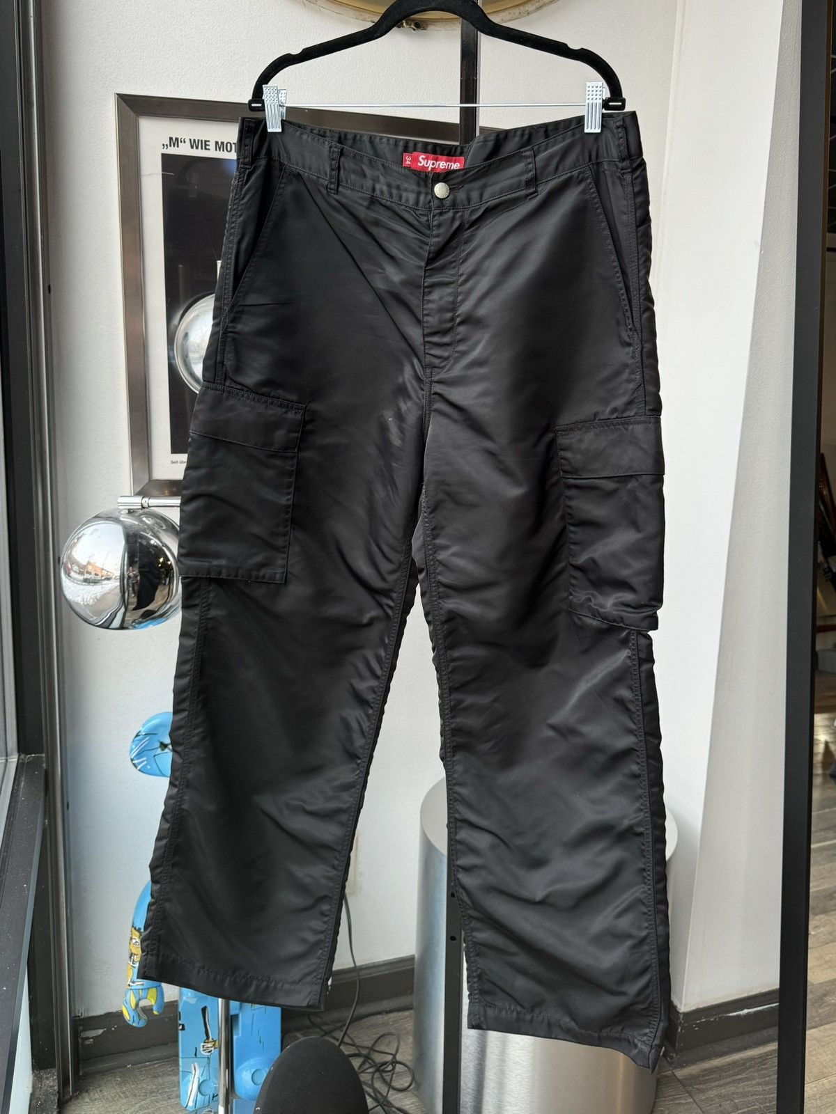 Supreme Supreme Classic Logo Black Nylon Pants - 34 | Grailed