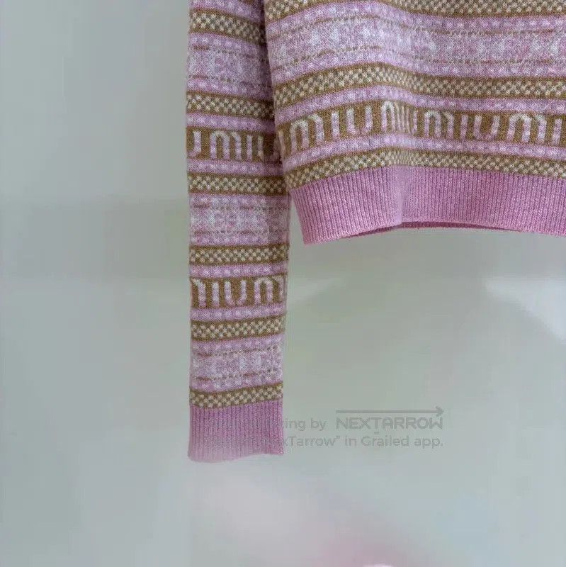 Miu Miu Miu Miu Pink Wool Patterned Long Sleeve Sweater . Size S / US 4 / IT 40 - 4 Thumbnail