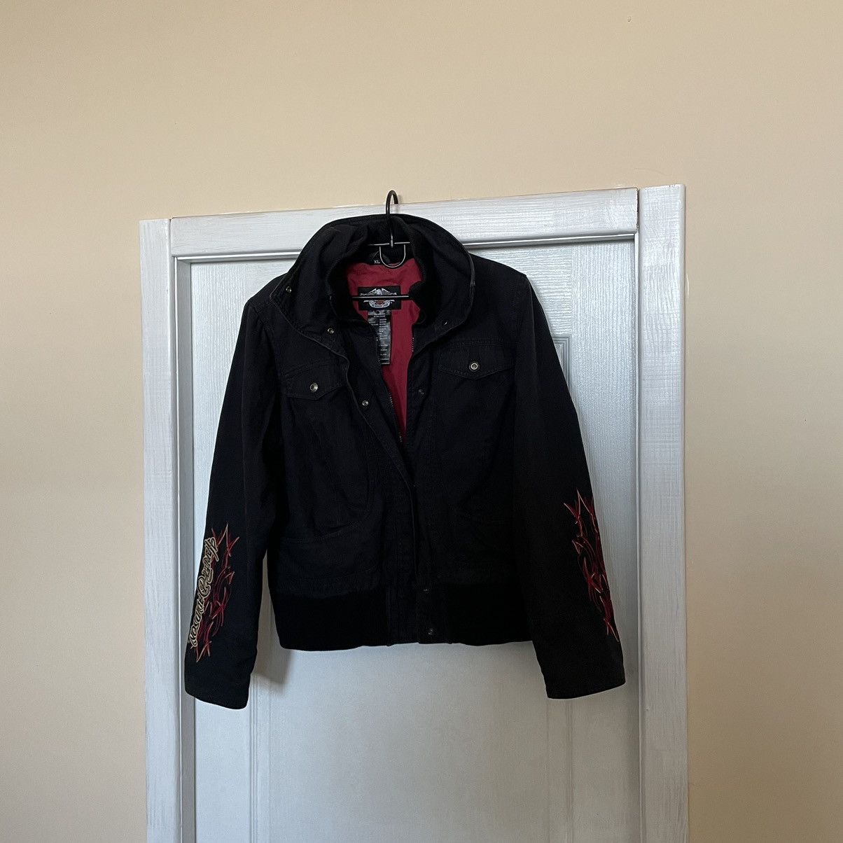 Harley Davidson × Vintage Women Harley Davidson Vintage bomber Jacket fire moto cycle Size XL / US 12-14 / IT 48-50 - 5 Thumbnail