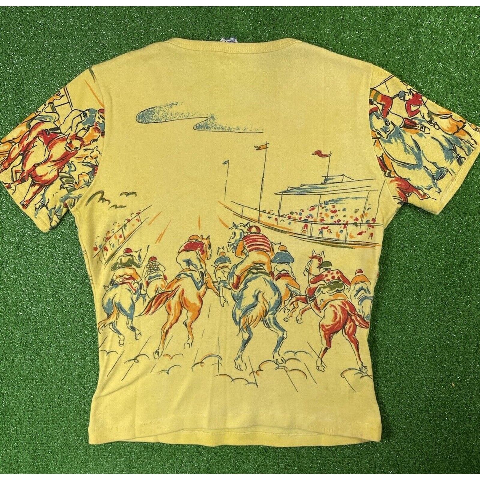 Vintage Vintage 80s Horse Racing Polo Small Yellow Baby Doll Shirt Size S / US 4 / IT 40 - 5 Thumbnail
