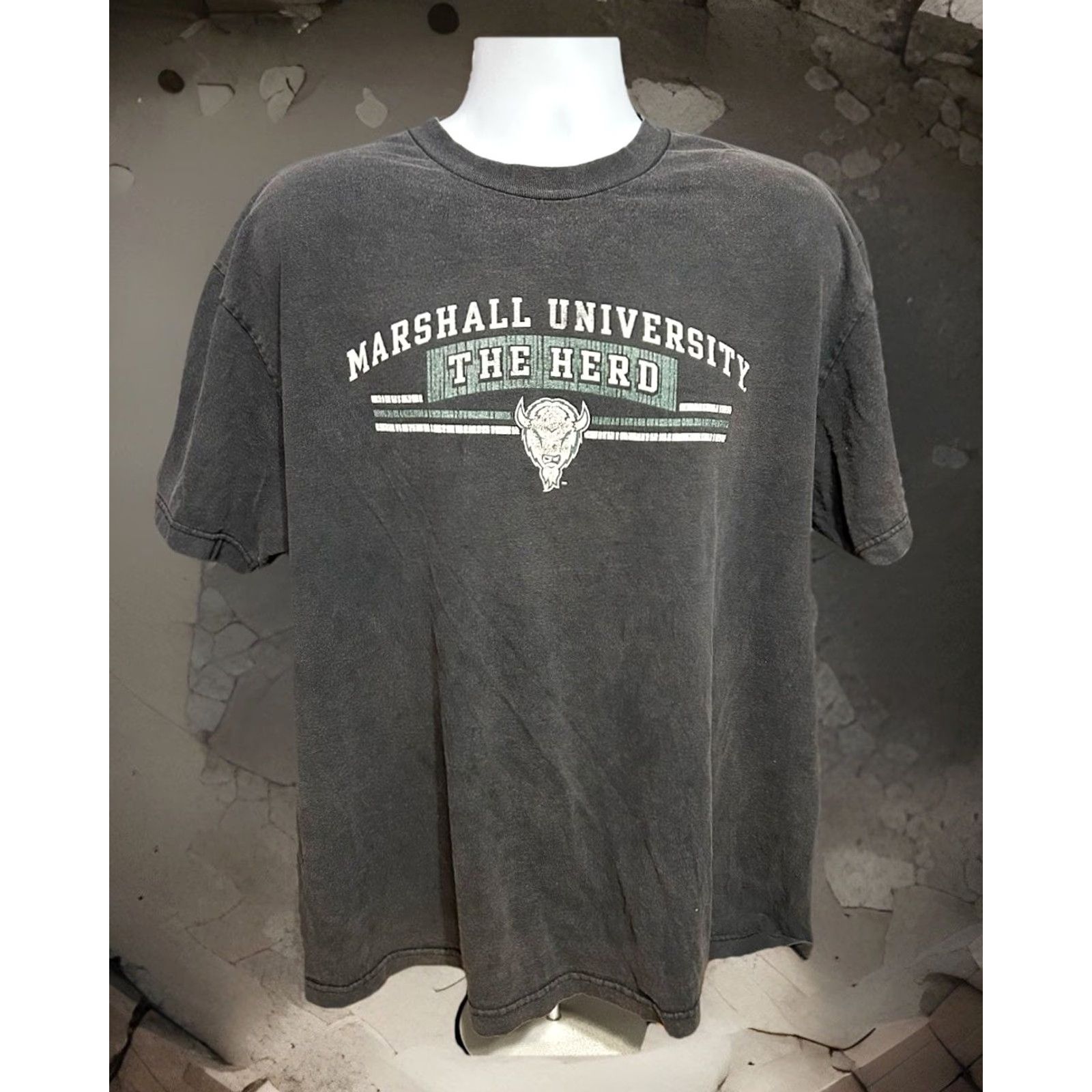 Vintage VTG Marshall University The Heard Short Sleeve Shirt Men XL Black TCX Apparel Size US XL / EU 56 / 4 - 6 Thumbnail