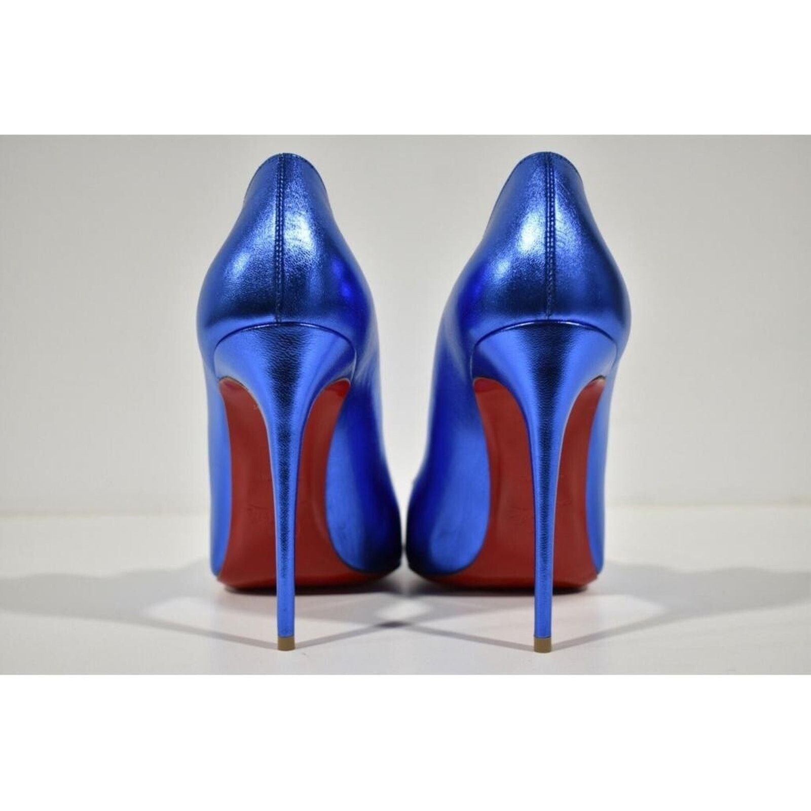 Christian Louboutin Hot Chick 100 Alize Blue Leather Pointed Toe Heel Pump 39 Size US 9 / IT 39 - 10 Thumbnail