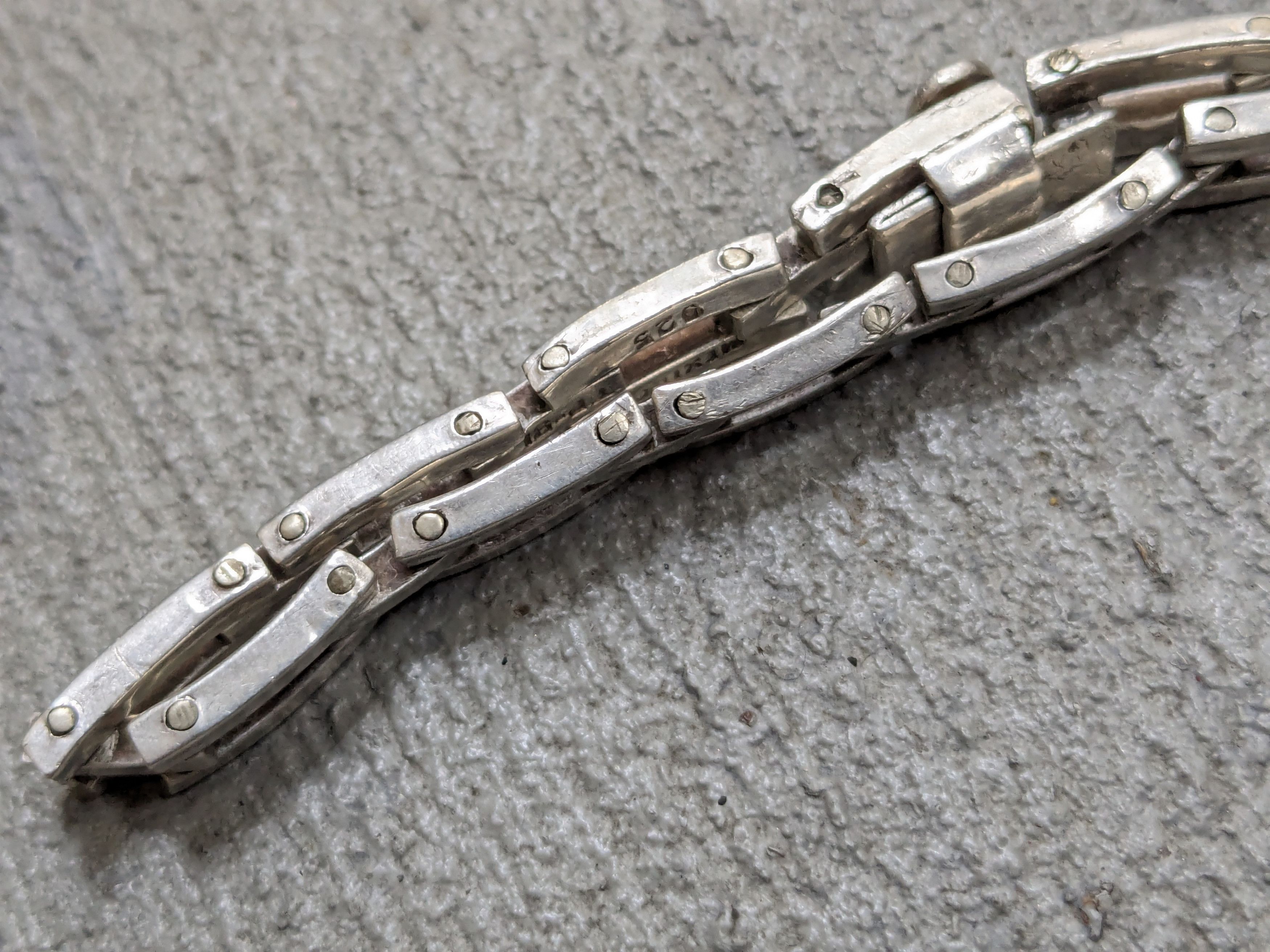 Jewelry Vintage Sterling Silver Bracelet Link Chain 8" Biker Punk Size ONE SIZE - 7 Thumbnail