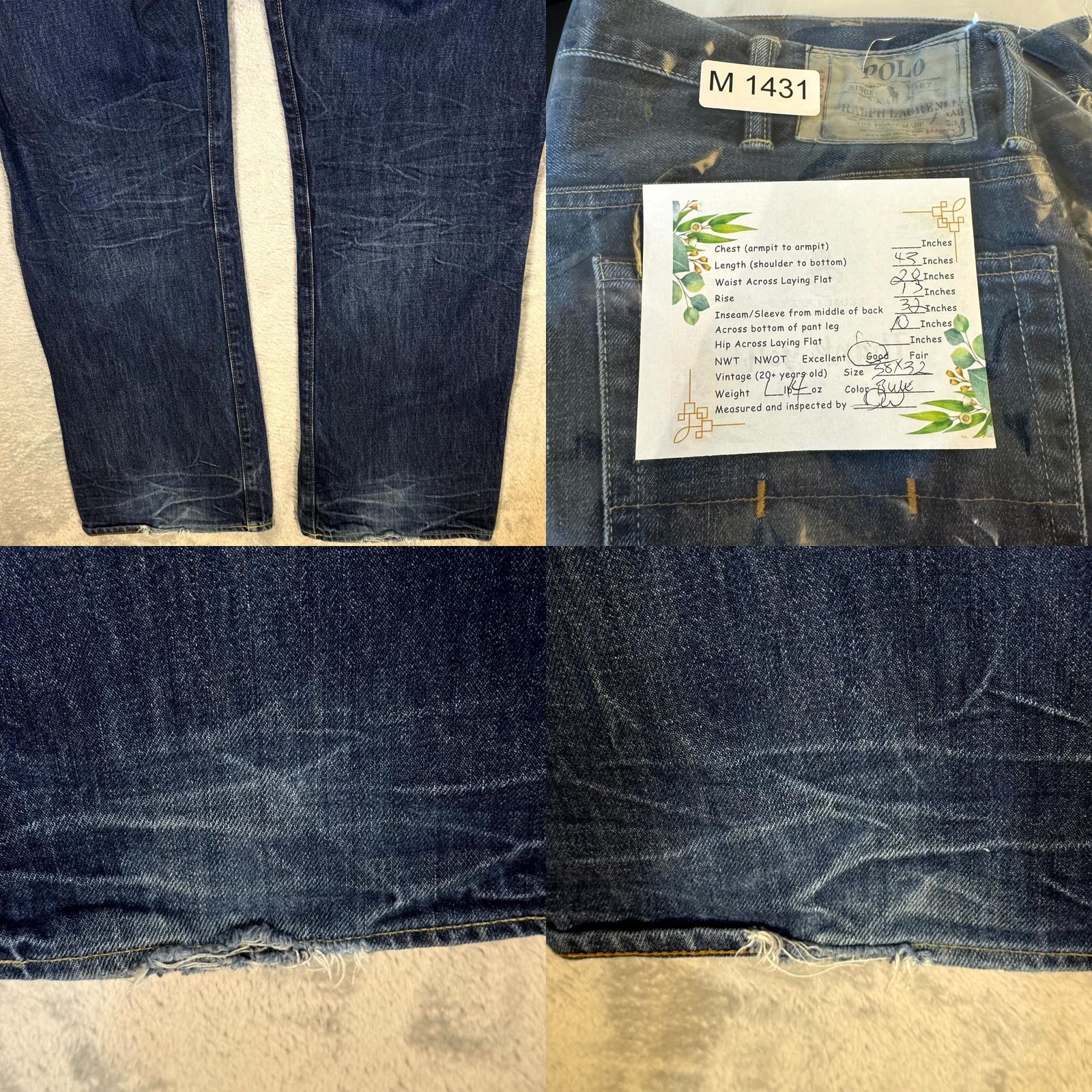 Polo Ralph Lauren Polo Ralph Lauren Jeans Men’s 38 x 32 Blue Denim Mid-Rise Straight Leg 5-Pocket Button Zip Fly Size US M / EU 48-50 / 2 - 8 Thumbnail