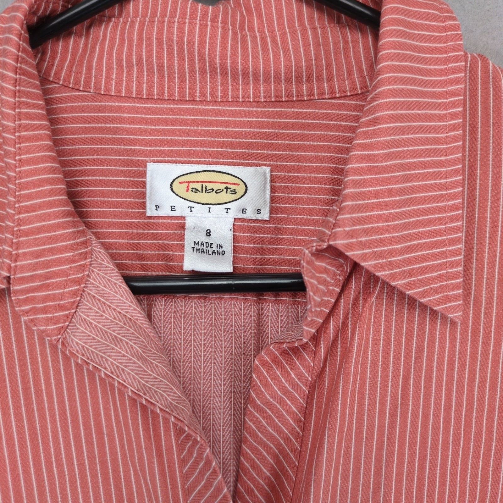 Other Talbots Women's 8 Petite Orange Striped Button Up Shirt Size M / US 6-8 / IT 42-44 - 2 Thumbnail