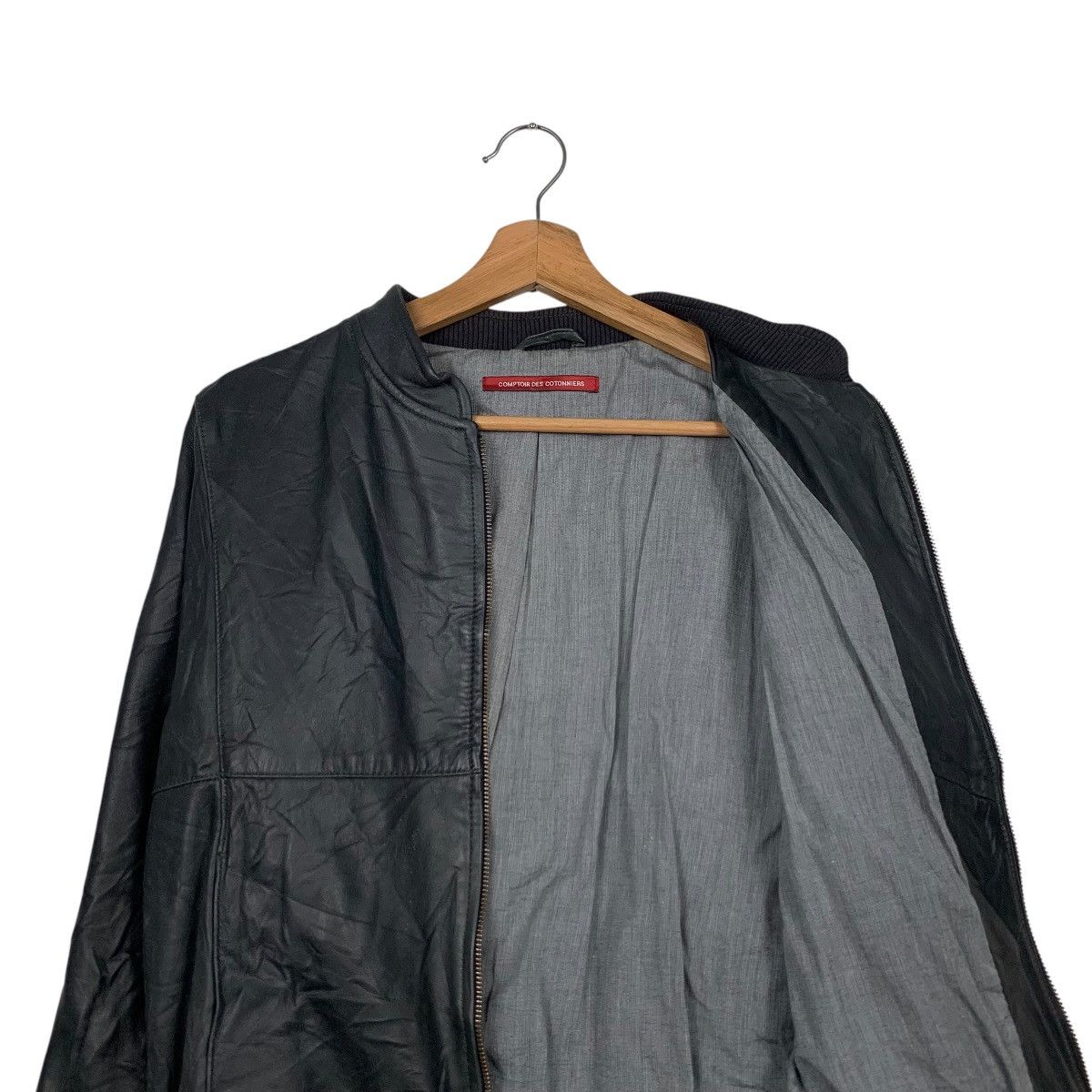 Japanese Brand COMPTOIR DES COTONNIERS Leather Bomber Jacket #2560-C115 Size L / US 10 / IT 46 - 9 Thumbnail