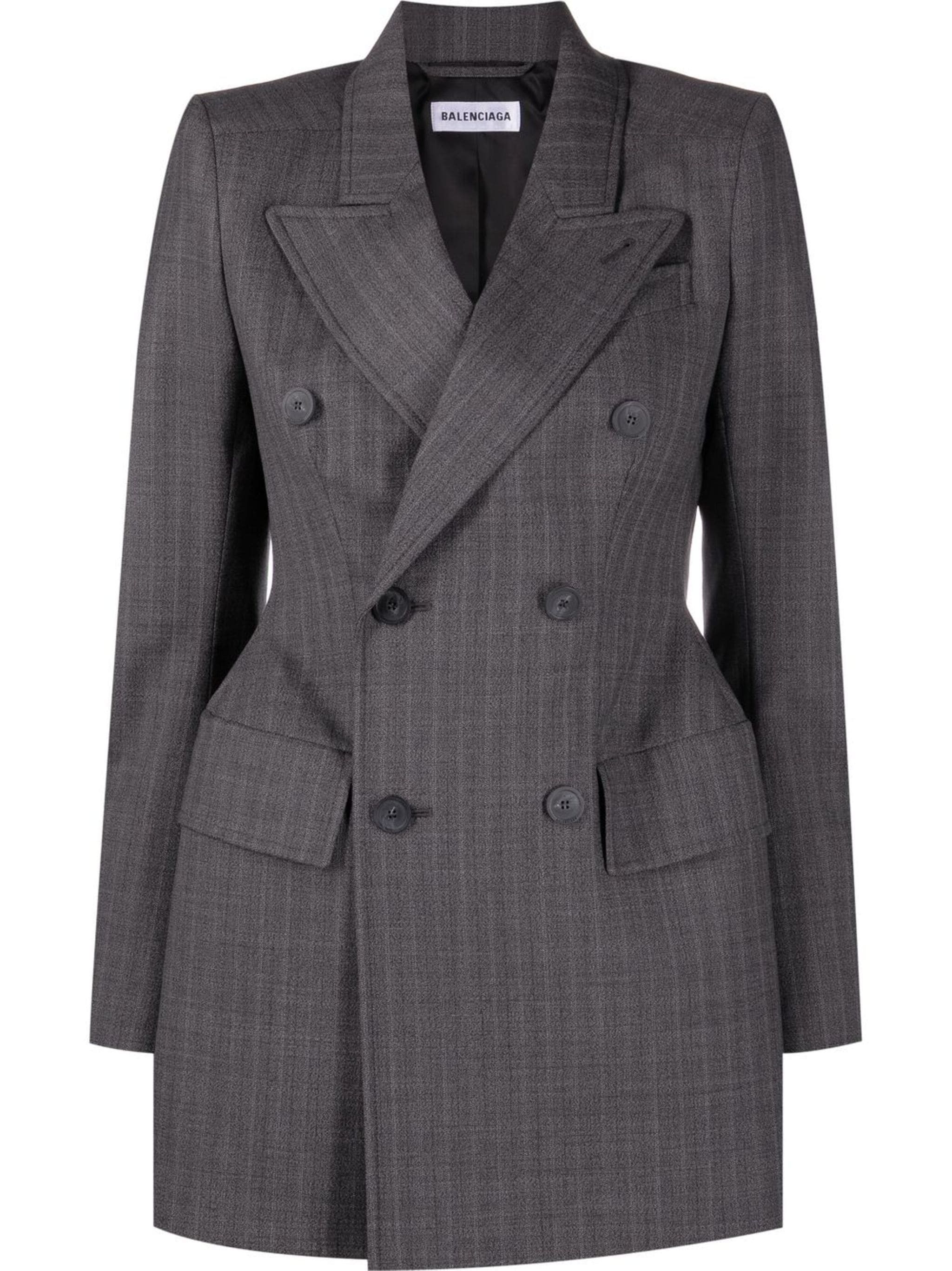 Image of Balenciaga O1Mt1Gz0424 Hourglass Blazer In Grey, Women's (Size XS)