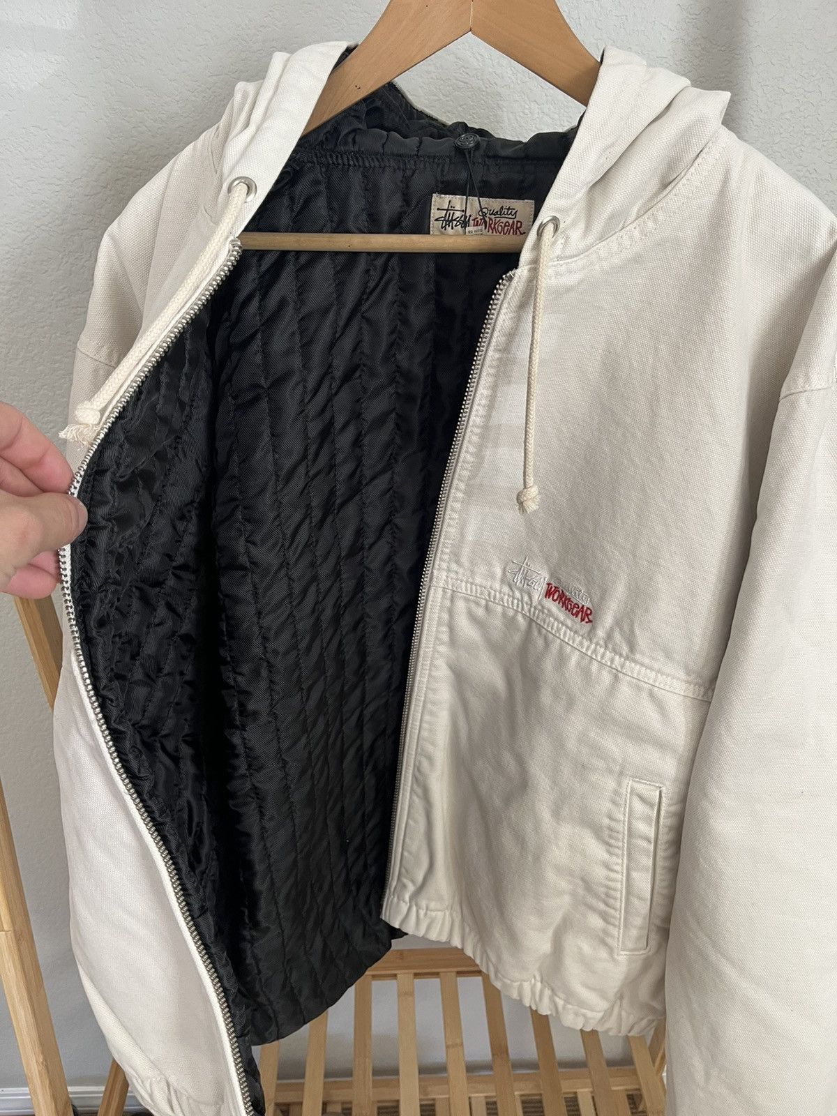 Stussy STUSSY WORK JACKET INSULATED BONE/WHITE XL Full Zip Hooded Size US XL / EU 56 / 4 - 4 Thumbnail
