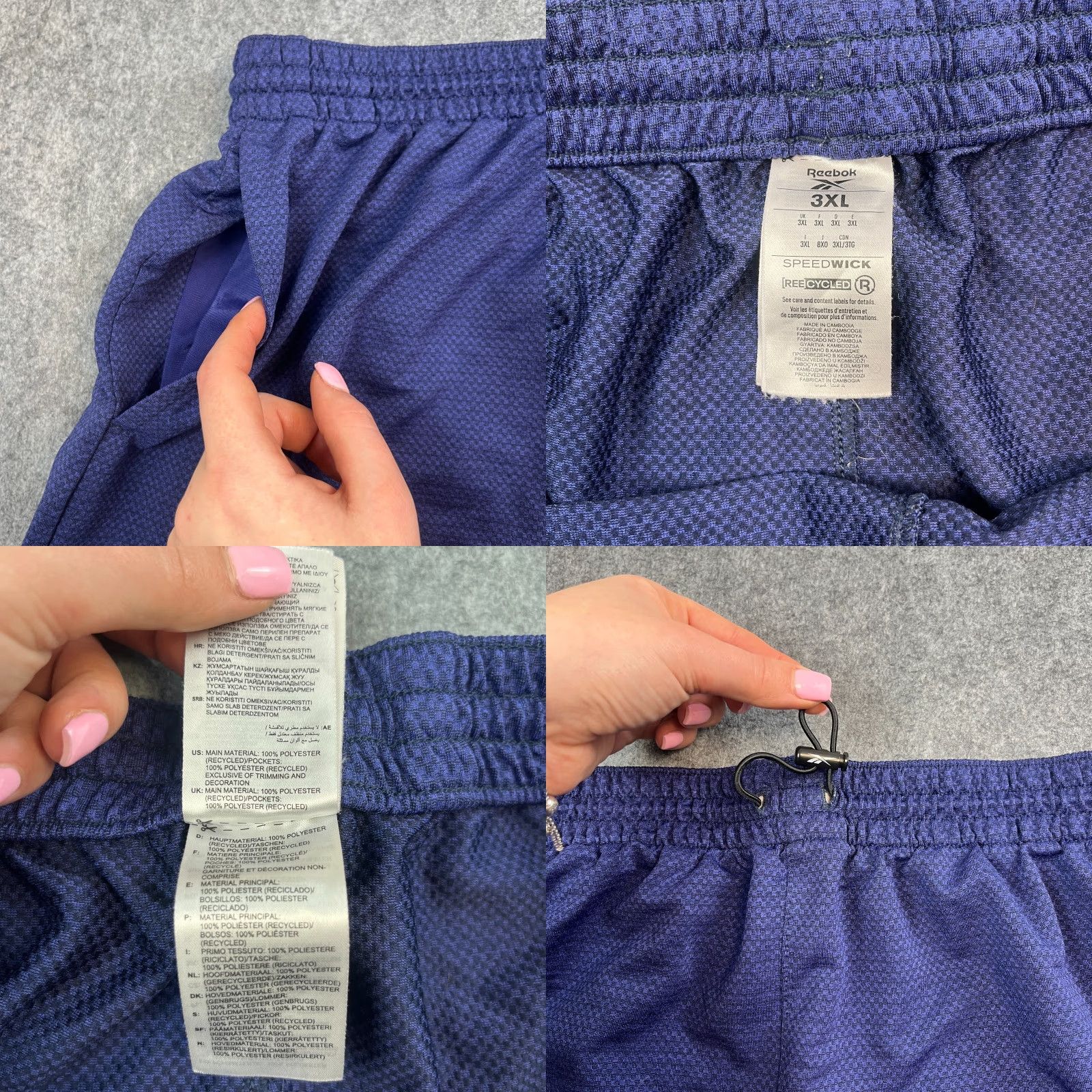 Reebok Reebox Mens Shorts 3XL Speedwick Navy Blue Gymwear Size US 39 - 8 Thumbnail
