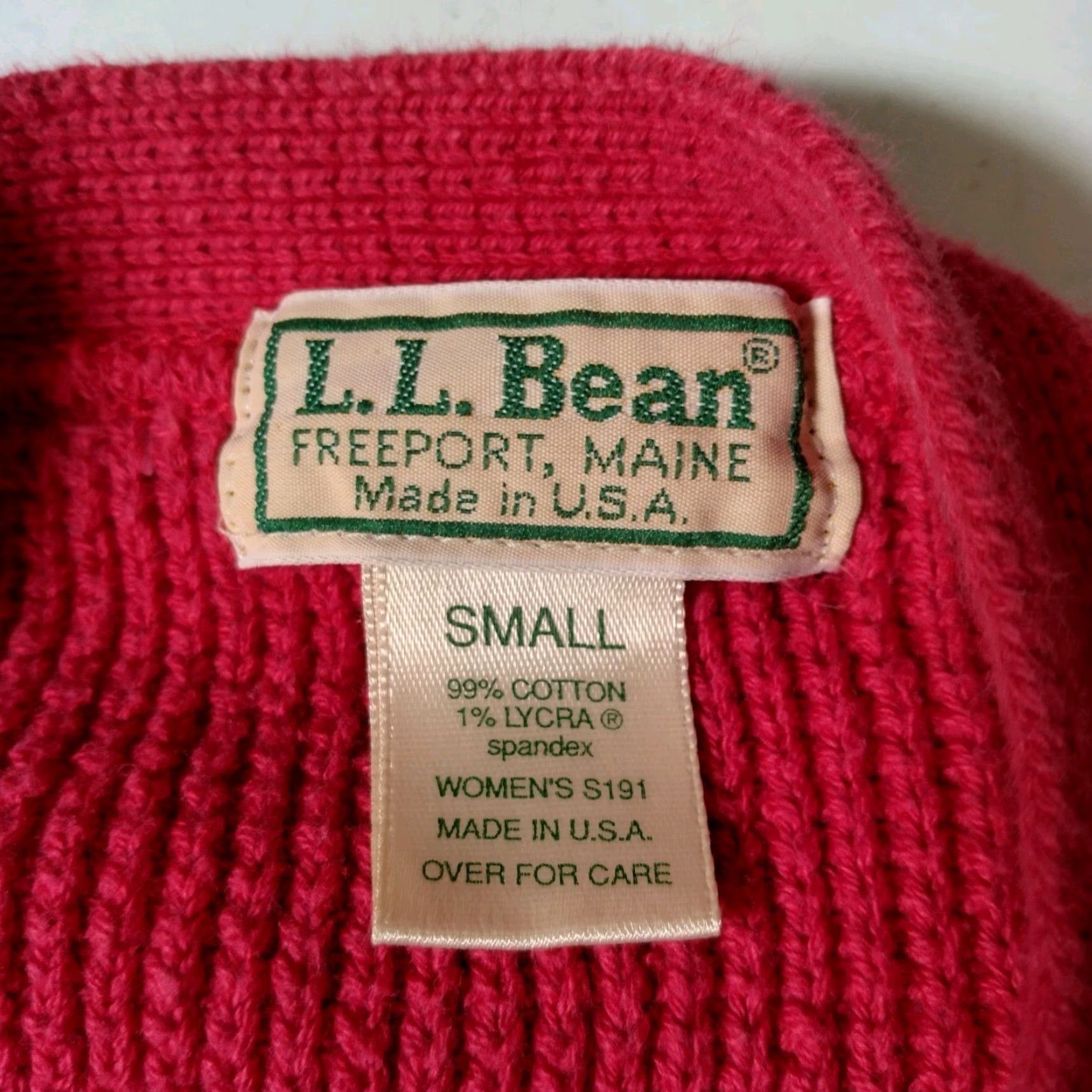 Vintage VINTAGE L.L. Bean Cardigan Sweater Small Red Cotton Ribbed Knit V Neck USA Made Womens Size S / US 4 / IT 40 - 3 Thumbnail