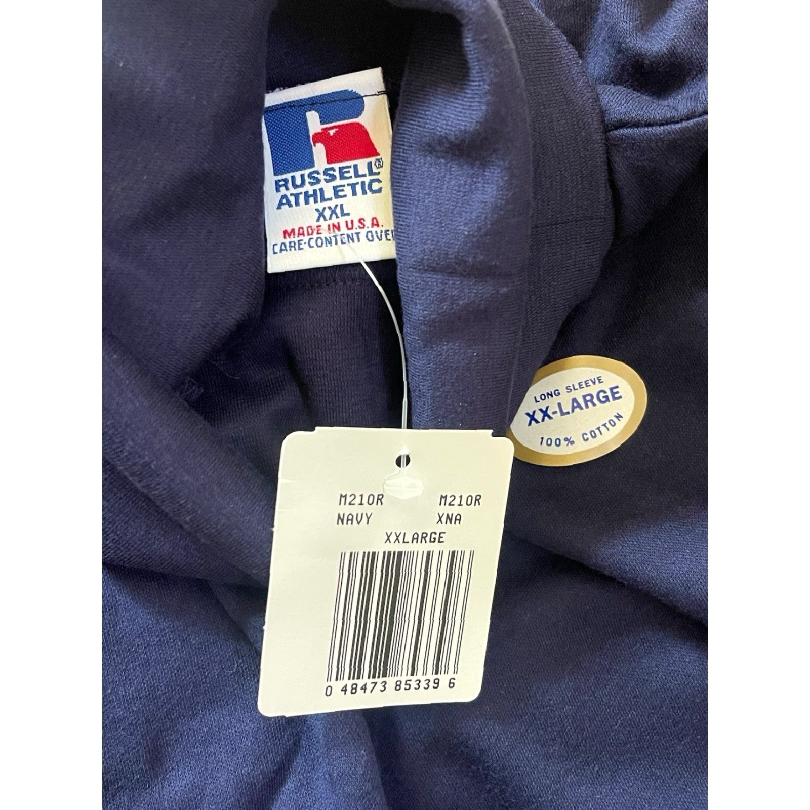 Russell Athletic VINTAGE Russell Athletic Turtleneck Shirt Mens 2XL Navy Blue 90s Made in USA Size US XXL / EU 58 / 5 - 2 Thumbnail