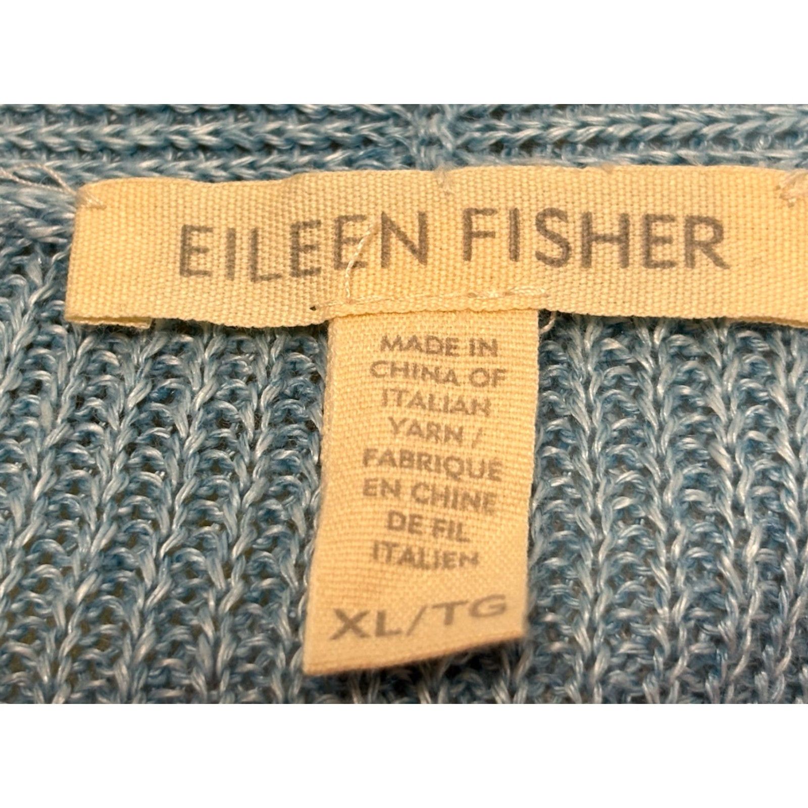 Eileen Fisher VINTAGE Eileen Fisher Cardigan Sweater XL Womens Blue Linen Knit Open Front Coastal Size XL / US 12-14 / IT 48-50 - 6 Thumbnail