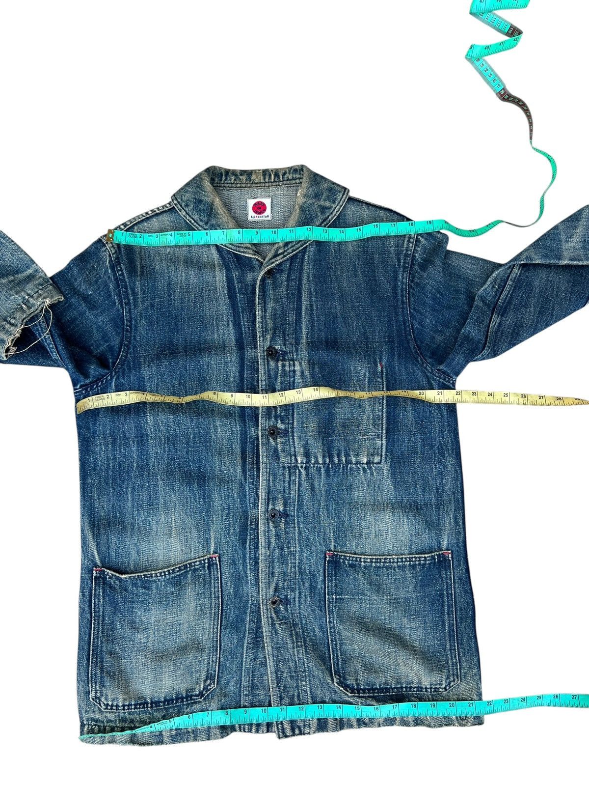 45rpm Trashed Indigo Japan Military Denim Shawl Collar Jacket Size US M / EU 48-50 / 2 - 4 Thumbnail