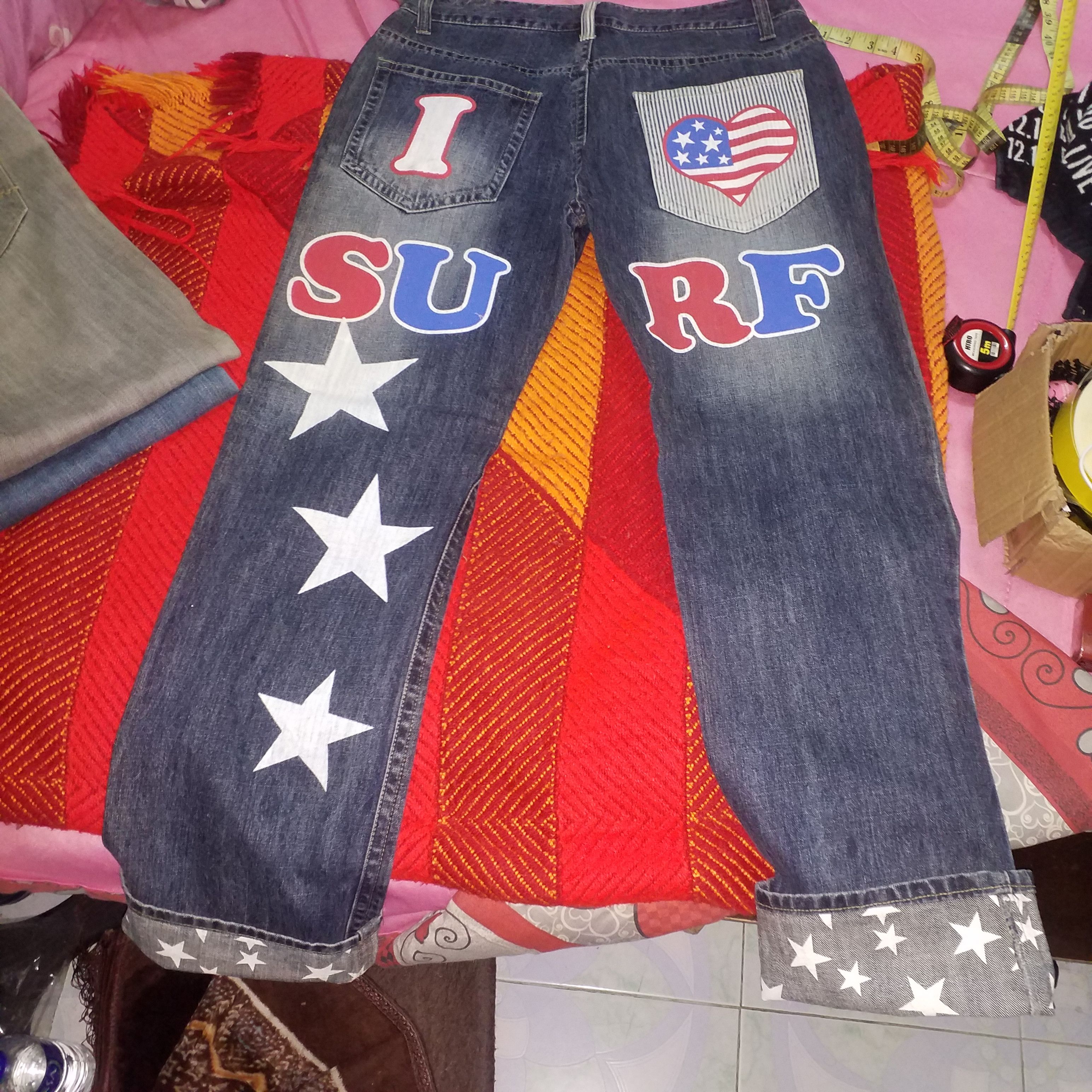 Japanese Brand OVER PRINT JEANS DESIGN Size US 34 / EU 50 - 4 Thumbnail