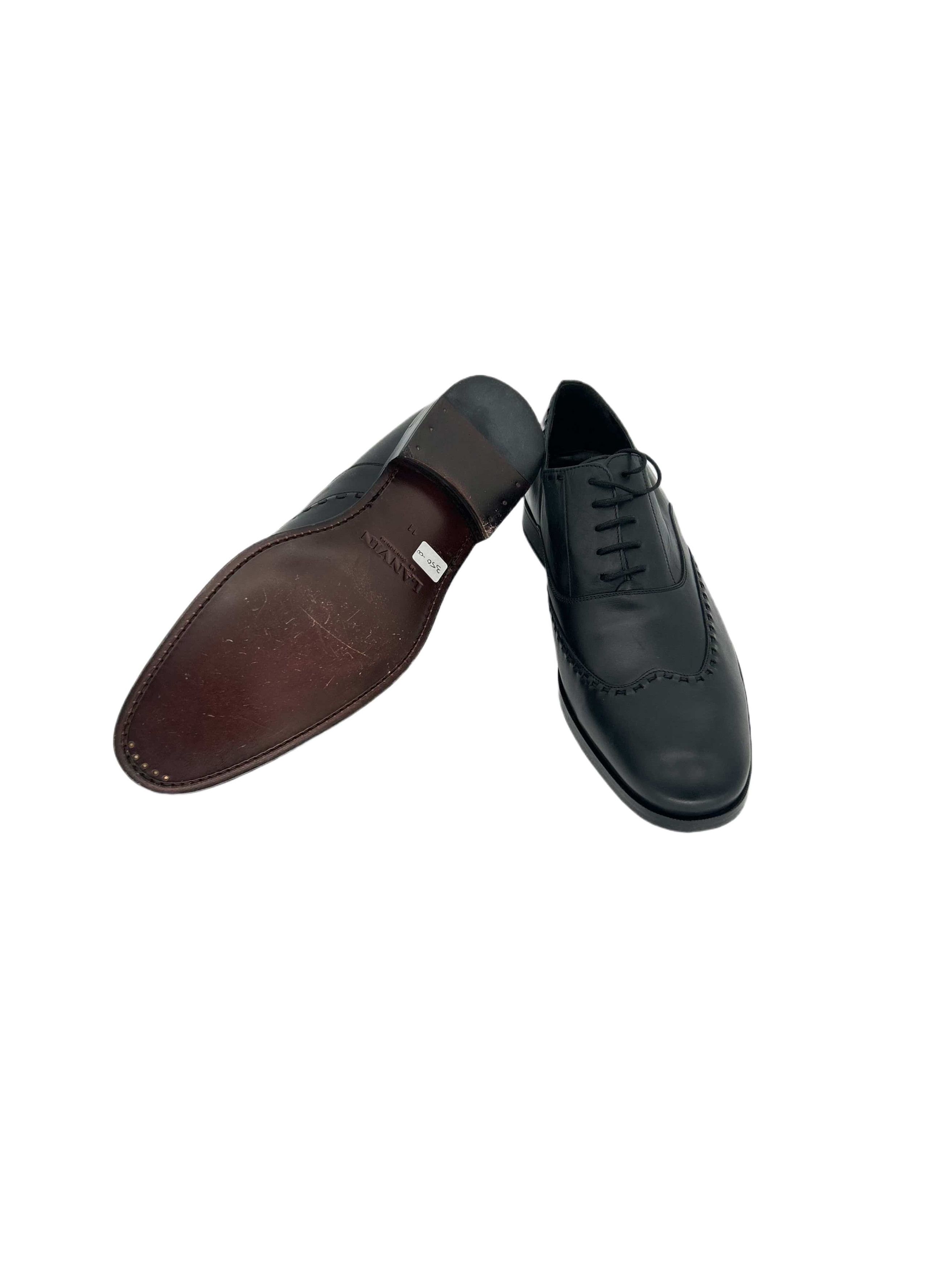 Lanvin Lanvin Black Leather Contemporary Brogue Shoes Size US 11 / EU 44 - 6 Thumbnail