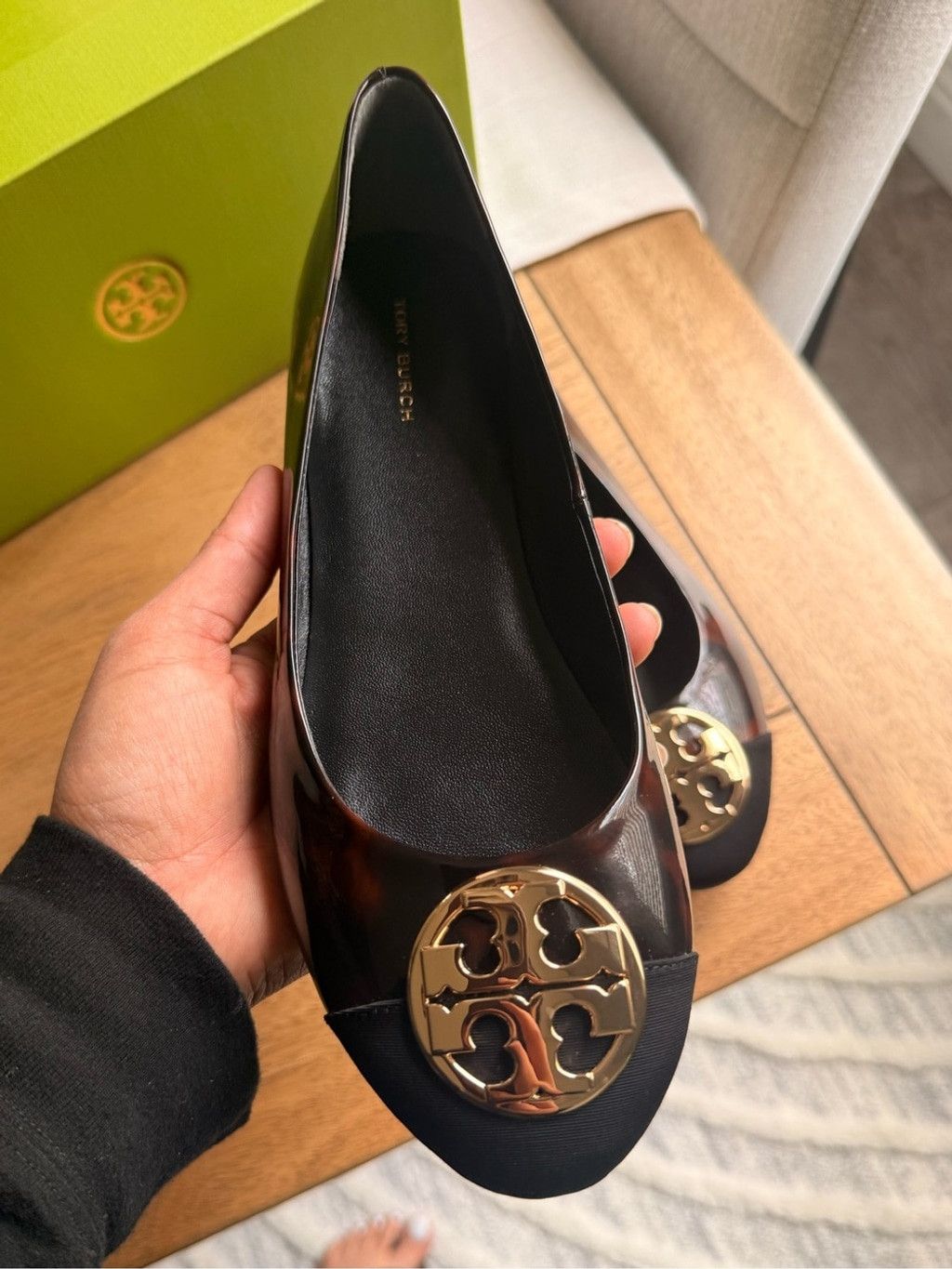 Tory Burch Tory Burch Chelsea Cap-Toe Ballet Flat In Tortoise Patent;SZ Size US 9 / IT 39 - 1 Thumbnail