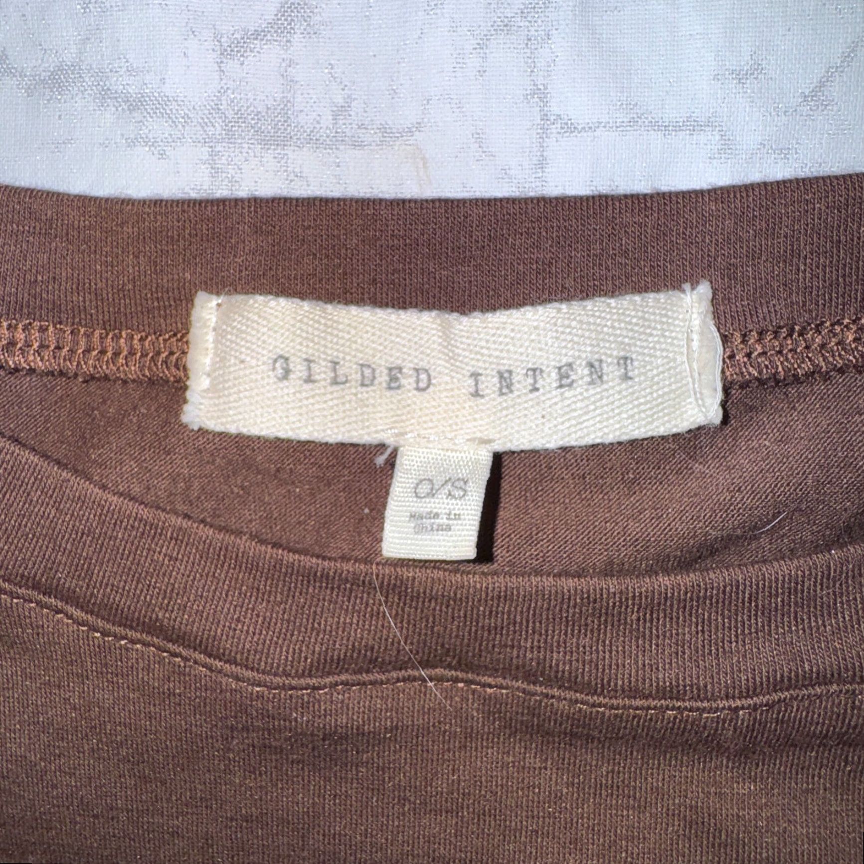 Vintage Gilded Intent T-Shirt Short Sleeve Crew Neck One Size Brown Logo Rhinestone Bling Casual Womens Vintage: No Size ONE SIZE - 5 Thumbnail