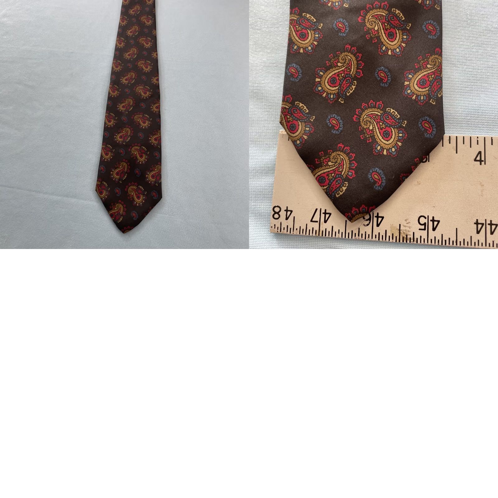 Brooks Brothers VTG Brooks Brothers Makers Silk Tie Deco Teardrop Paisley Black Bronze 1960s USA Mens Neckwear 60" 3.2" Wide Paisley Size ONE SIZE - 11 Thumbnail