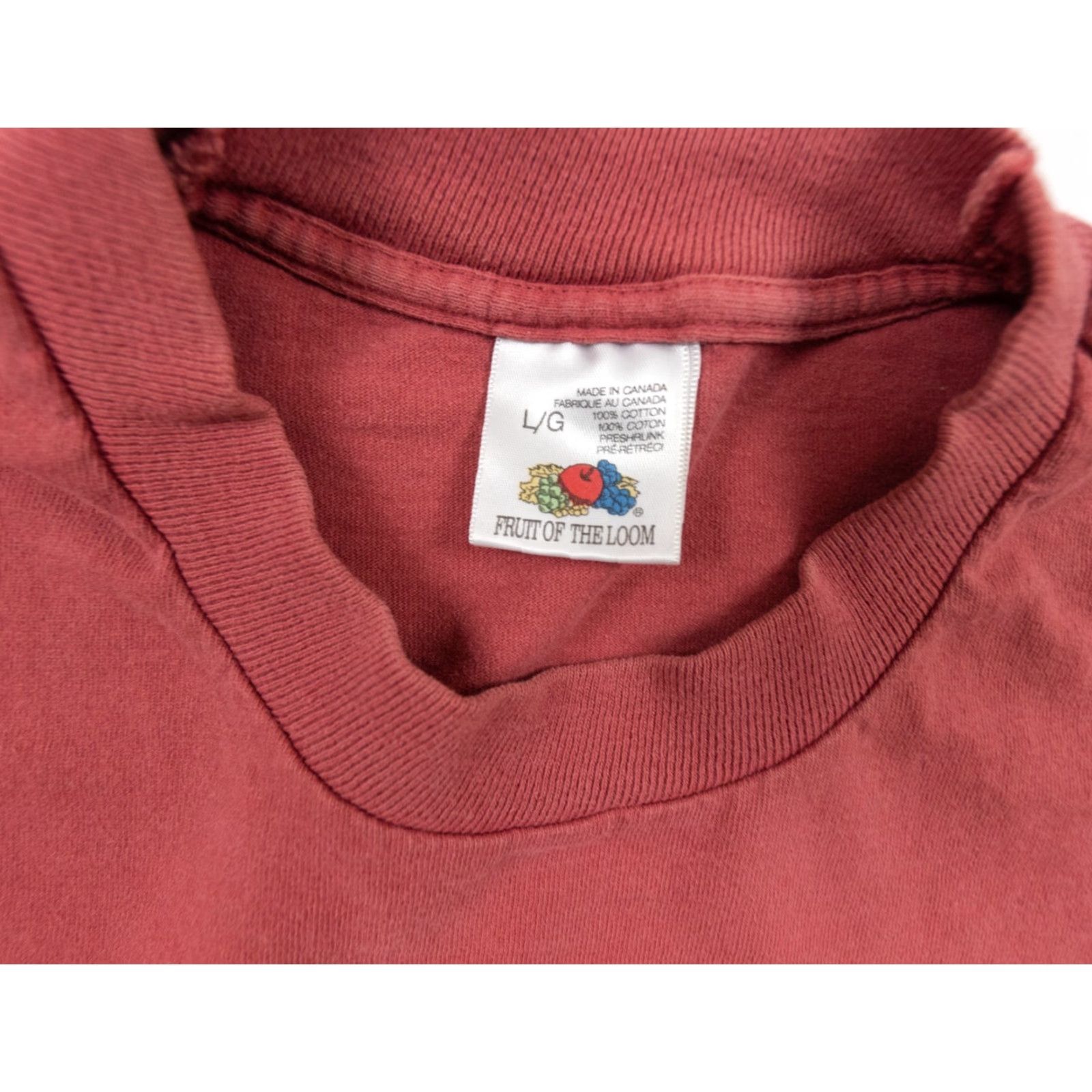 Fruit Of The Loom VINTAGE Montreal T-Shirt Adult Large Red 90s Cotton Crew Neck Short Sleeve Embroidered Logo Men Size US L / EU 52-54 / 3 - 6 Thumbnail