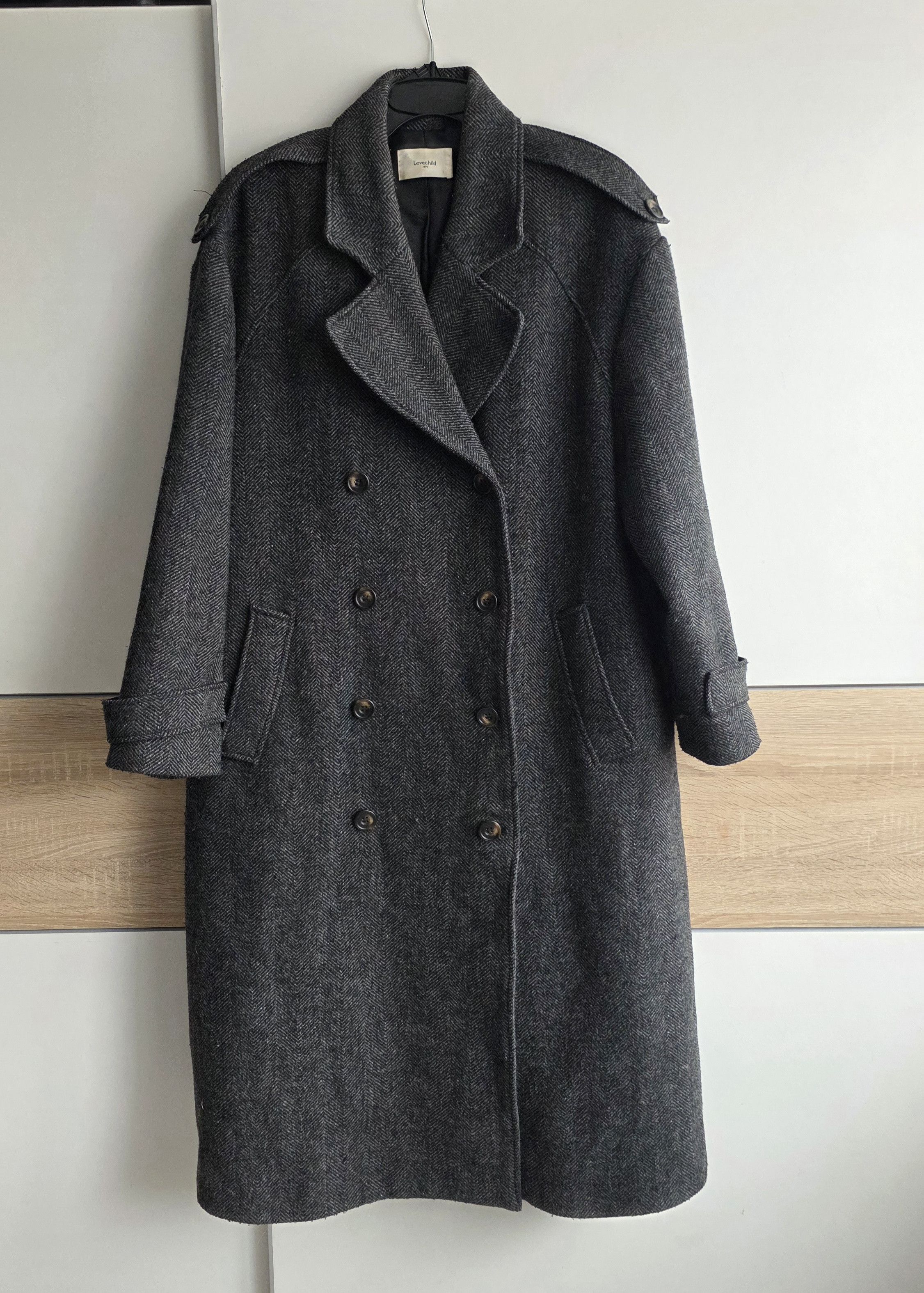 Other Lovechild 1979 – Long herringbone wool coat • classic Size XXL / US 16-18 / IT 52-54 - 2 Thumbnail