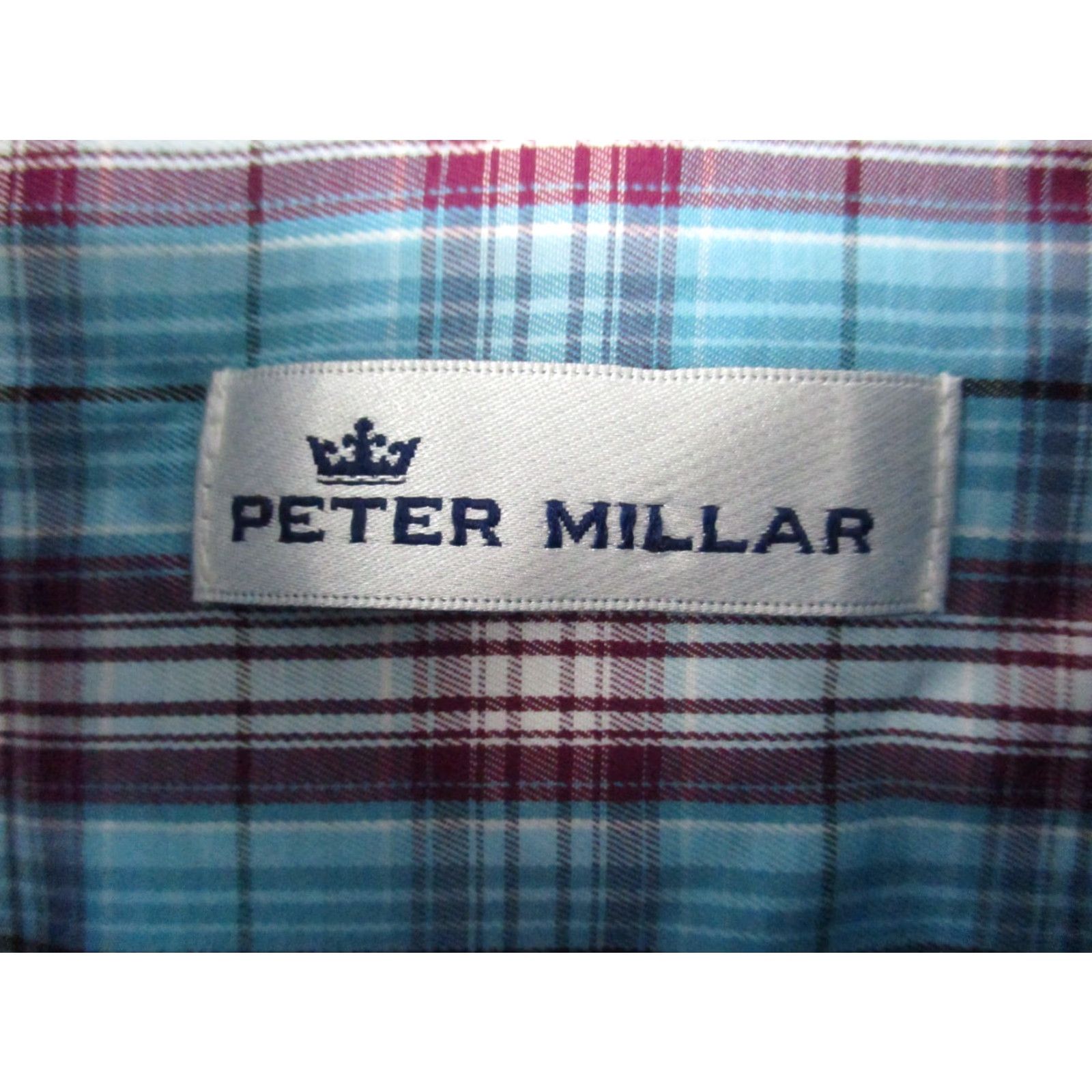 Peter Millar Peter Millar Crown Shirt XL Men's Cotton Silk Mix Blue Plaid Multi Check Button-Up Collared Long Sleeve Classic Mens Size US XL / EU 56 / 4 - 4 Thumbnail