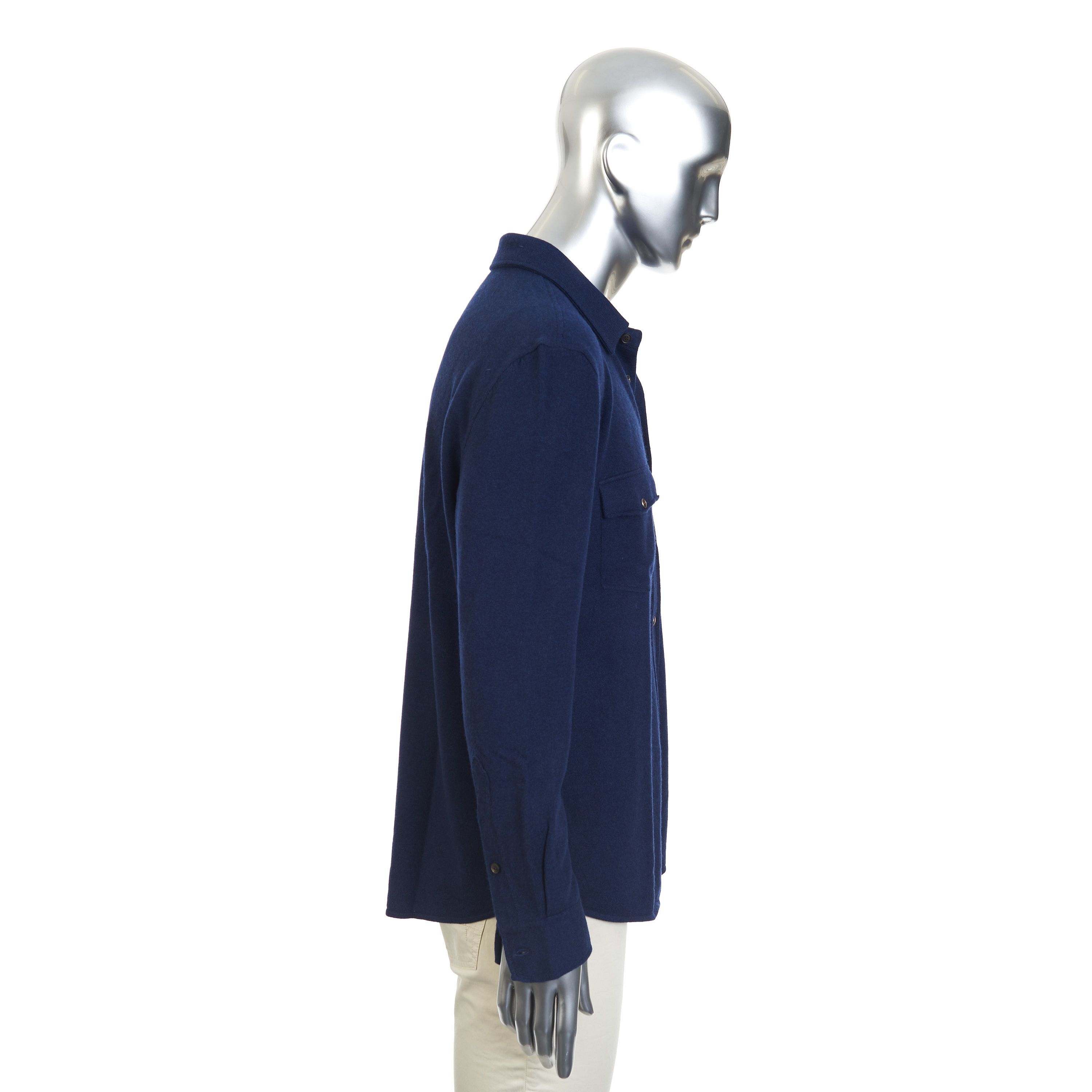 Brunello Cucinelli Overshirt In Marine Blue Cashmere, Wool & Silk Blend Size US XL / EU 56 / 4 - 8 Thumbnail