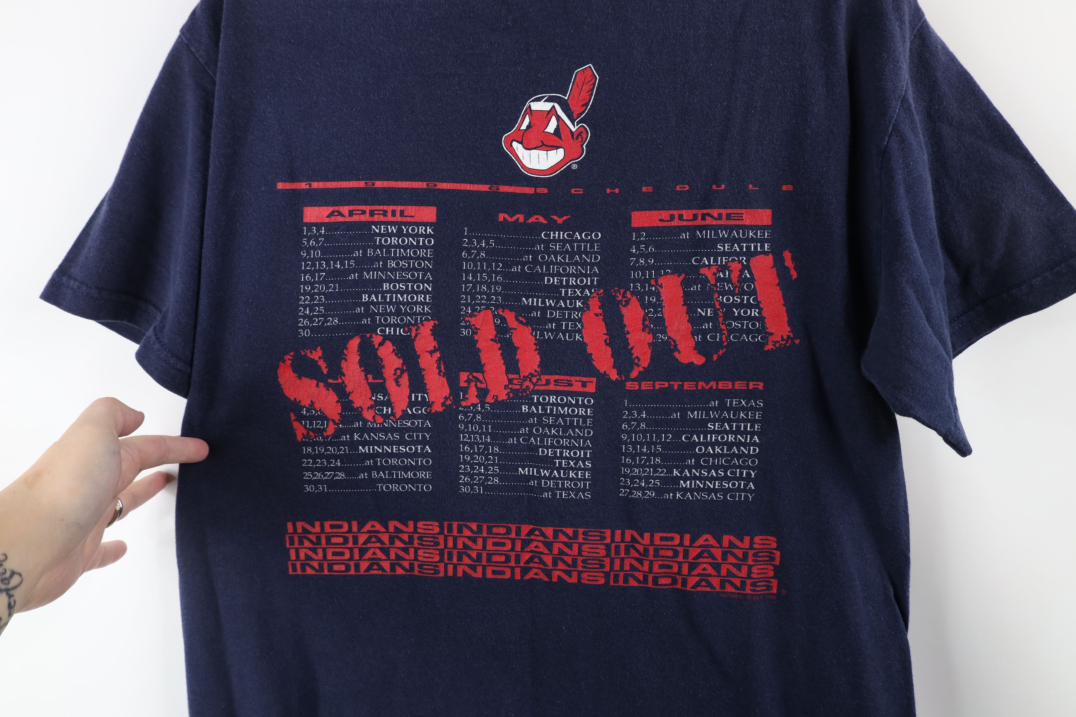 Vintage Vintage 90s Spell Out Chief Wahoo Cleveland Indians T-Shirt Size US S / EU 44-46 / 1 - 6 Thumbnail