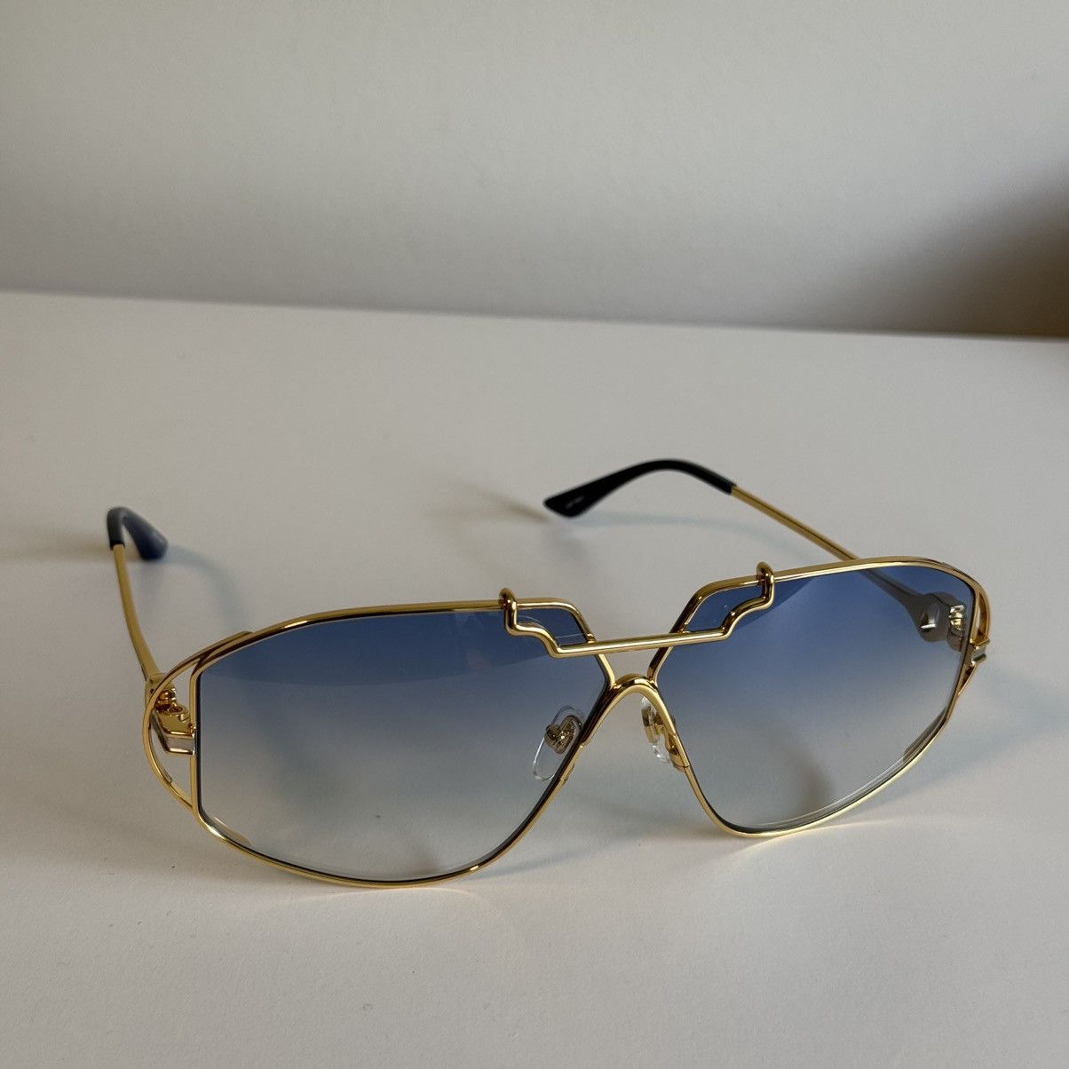 Casablanca Casablanca Stainless Steel Pilot Sunglasses Blue Tint Size ONE SIZE - 14 Thumbnail