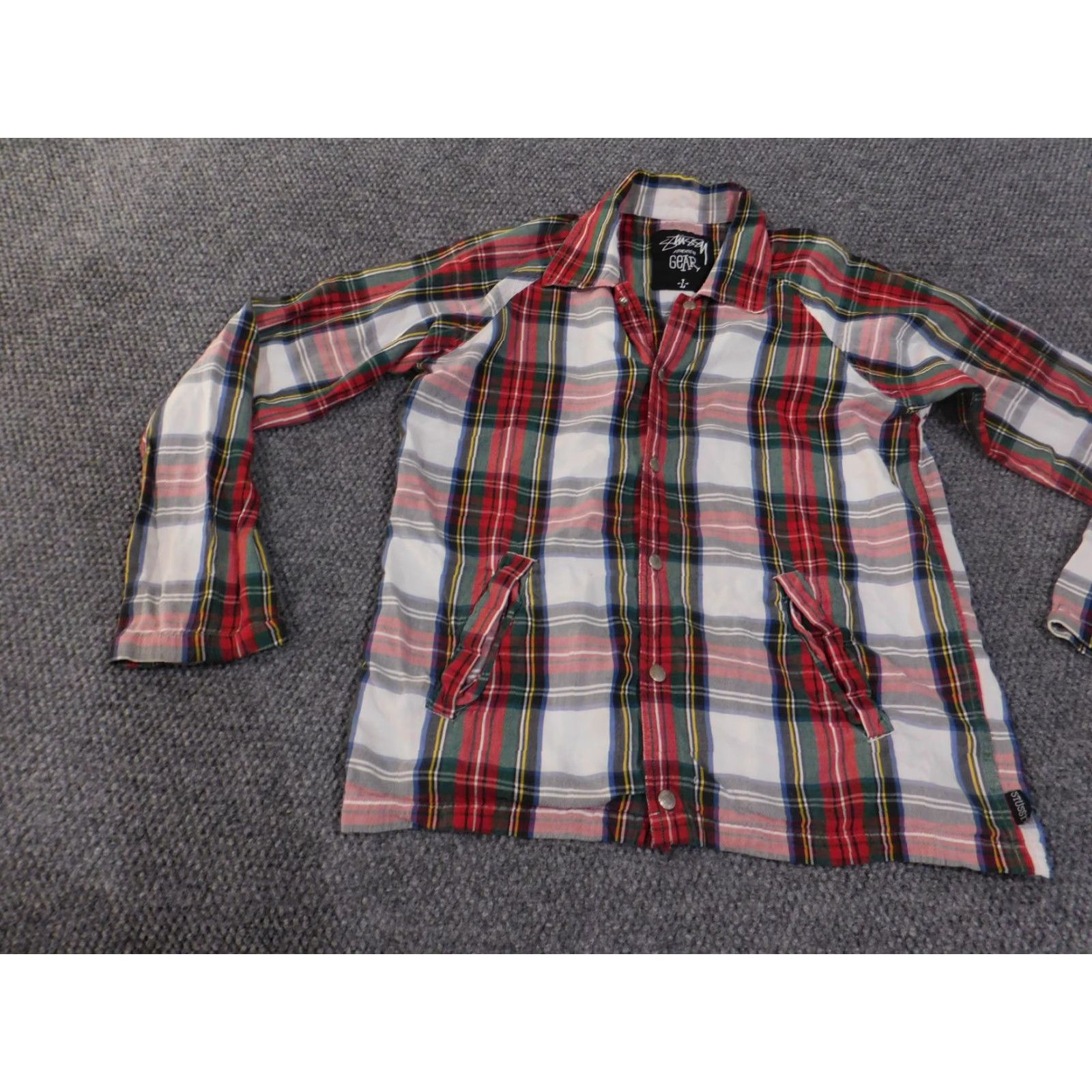 Vintage VINTAGE Stussy Jacket Mens L Red Green Plaid Cotton Button Up Shirt Y2K Size US L / EU 52-54 / 3 - 3 Thumbnail