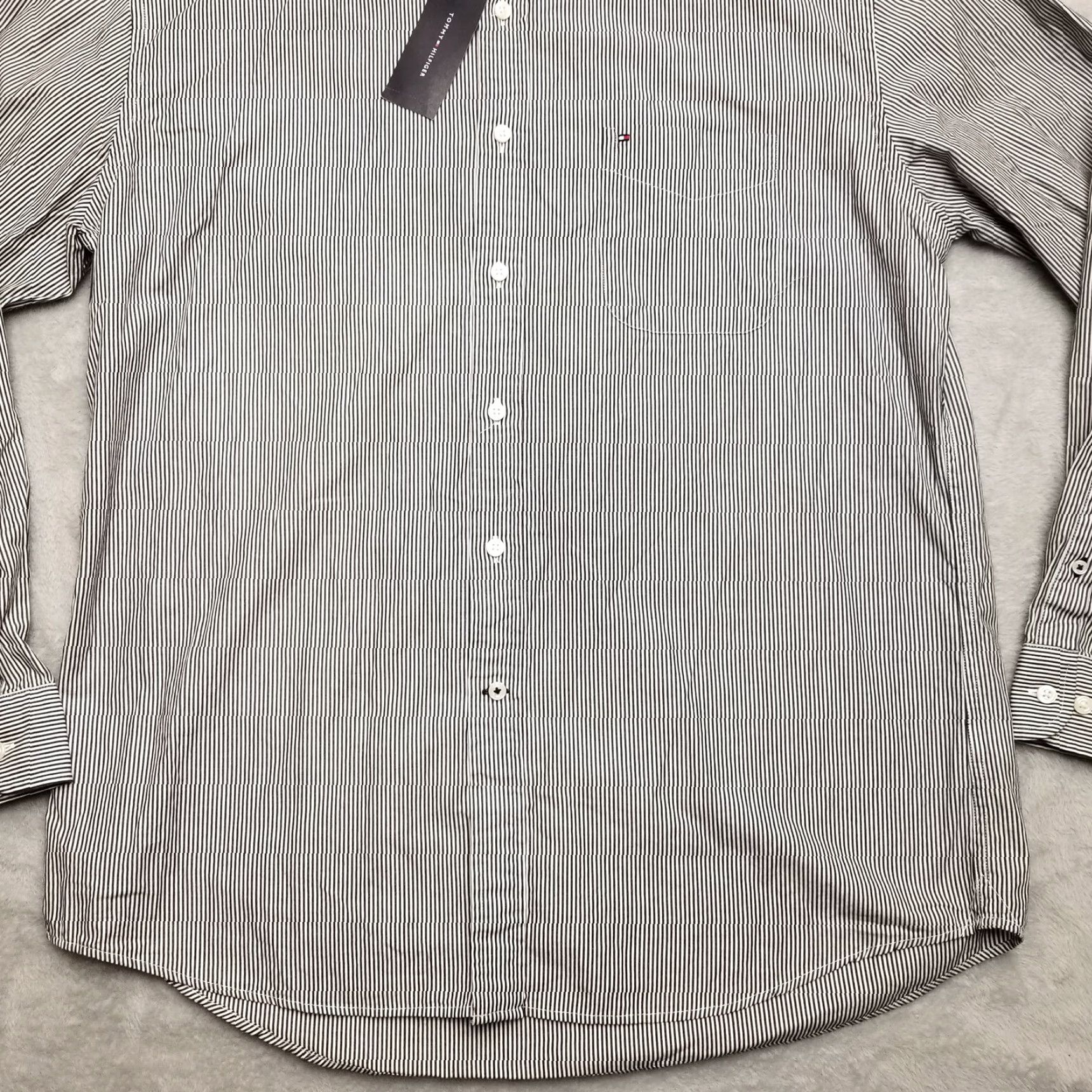 Tommy Hilfiger Tommy Hilfiger Shirt Men XL Black White Striped Long Sleeve 100% Cotton Button-Up, Casual, Mens Size US XL / EU 56 / 4 - 3 Thumbnail