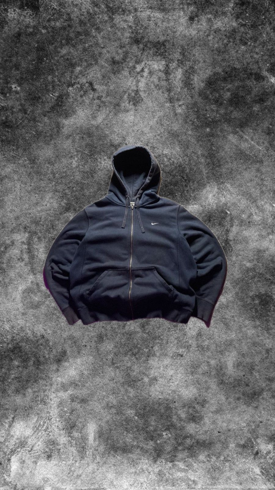 Nike × Vintage ⛩️Vintage Nike Zip Hoodie Navy Black Y2K baggy sun faded boxy Size US XL / EU 56 / 4 - 1 Thumbnail
