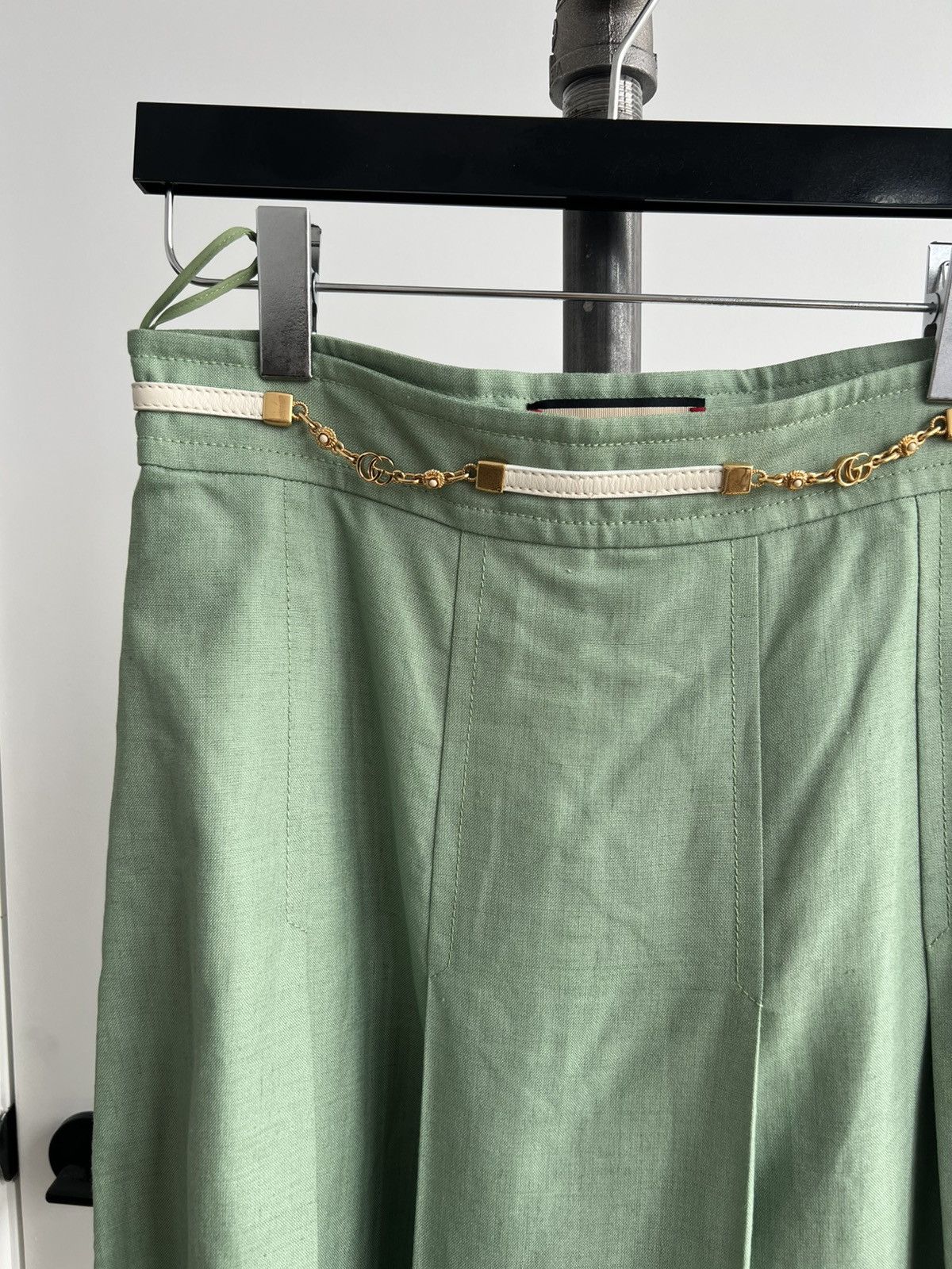 Gucci Green Linen Pleated Skirt Size 30" / US 8 / IT 44 - 2 Thumbnail