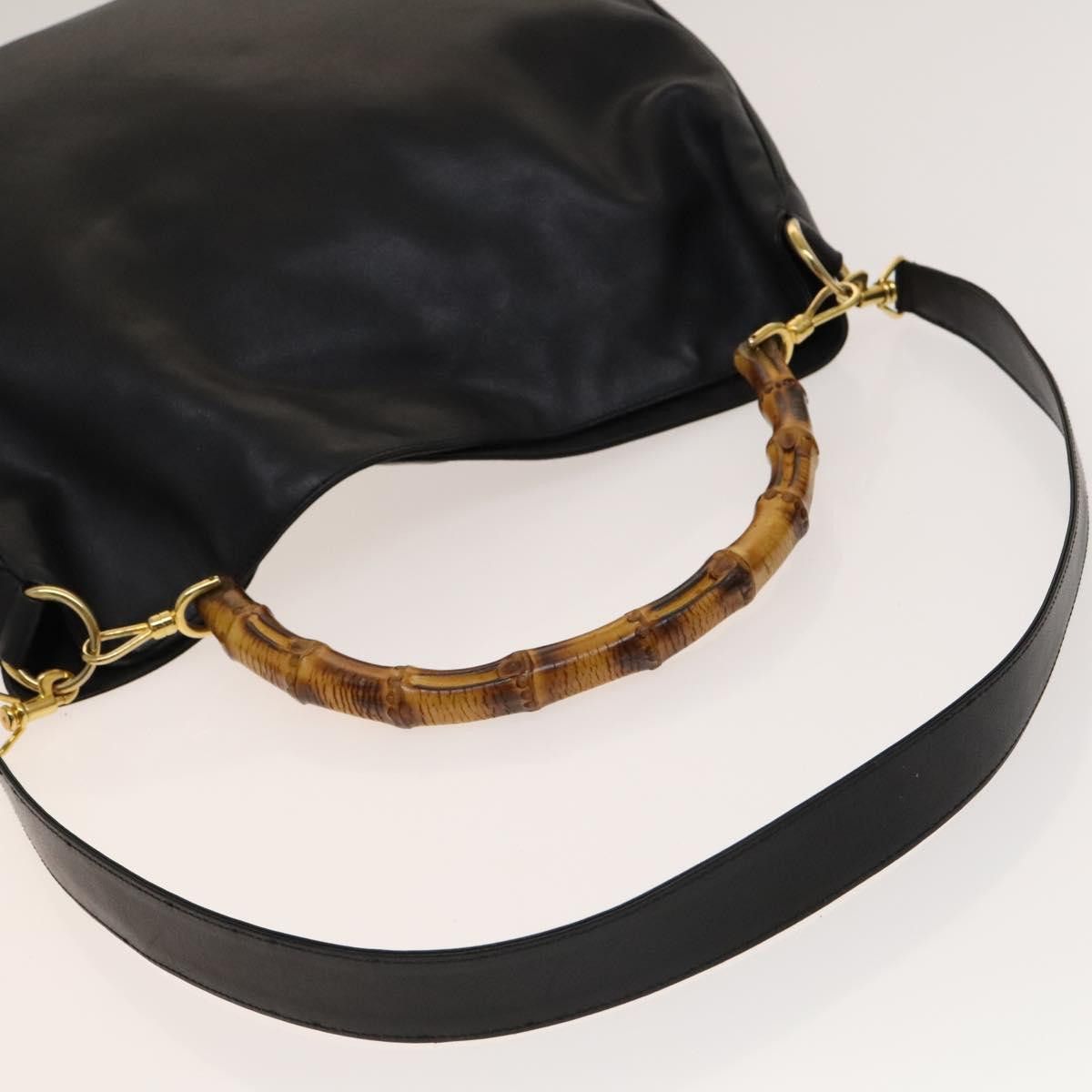 Gucci GUCCI Bamboo Hand Bag Leather Black Gold 001 1781 1577 0 Size ONE SIZE - 7 Thumbnail