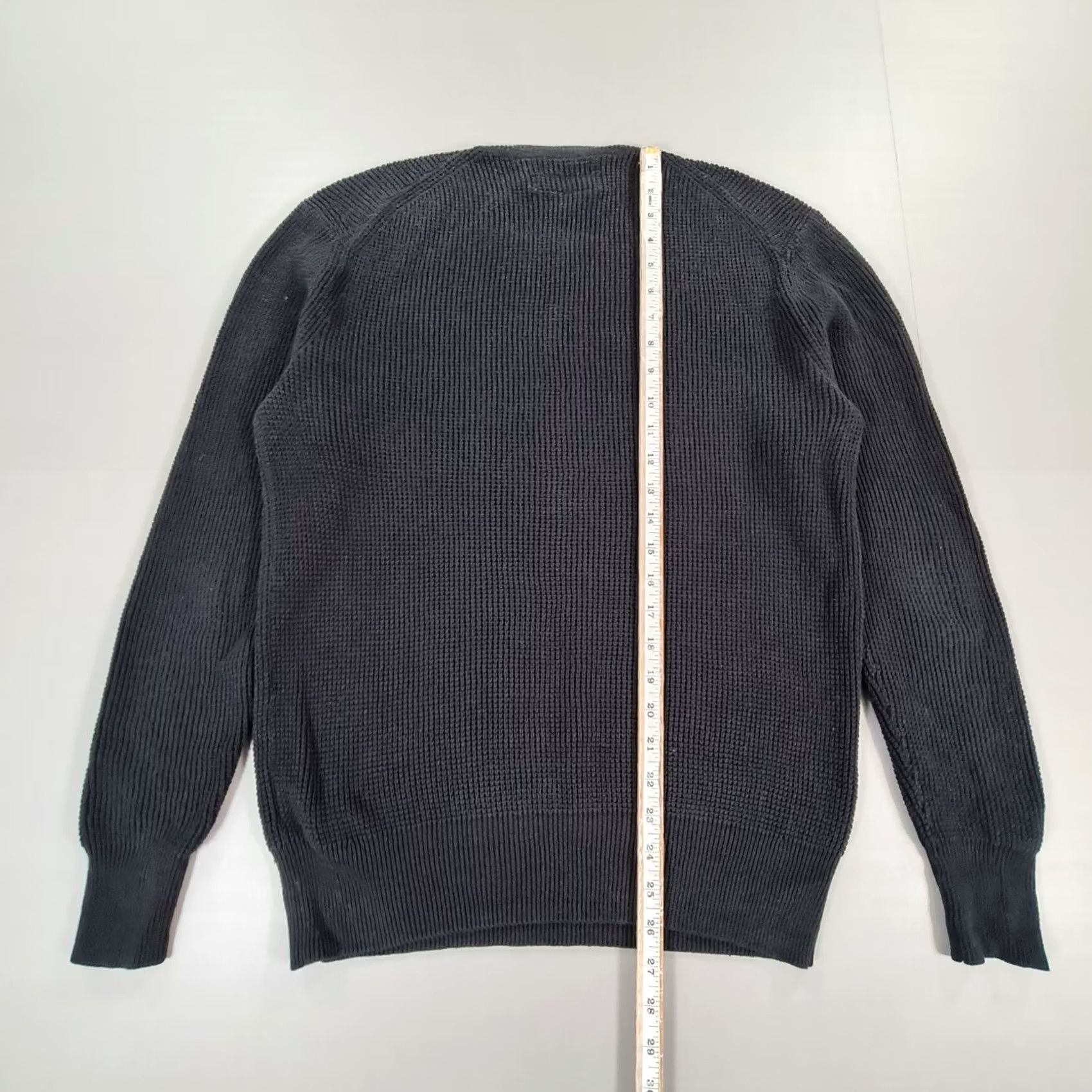 Allsaints AllSaints Mens Jumper Black Small Waffle Knit Cotton Trias Crew Sweater Pullover Size US S / EU 44-46 / 1 - 5 Thumbnail