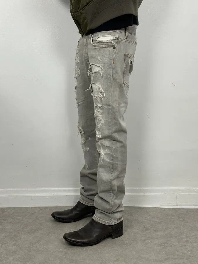 Just Cavalli 2000s Cavalli Distressed Stonewashed Grey Denim Jeans Size US 32 / EU 48 - 2 Thumbnail