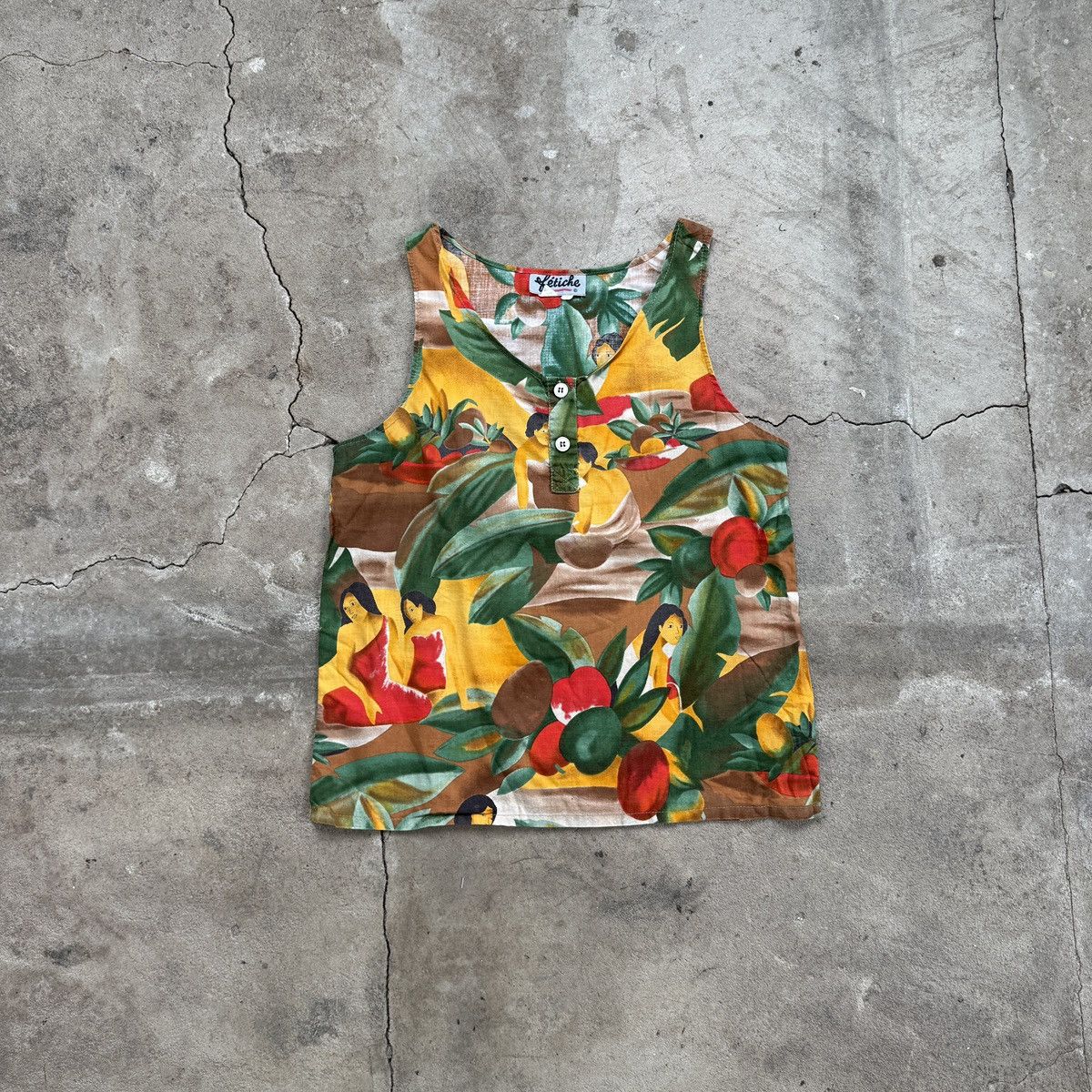 Vintage 70's Fetiche Paris Printed Cotton. Vest