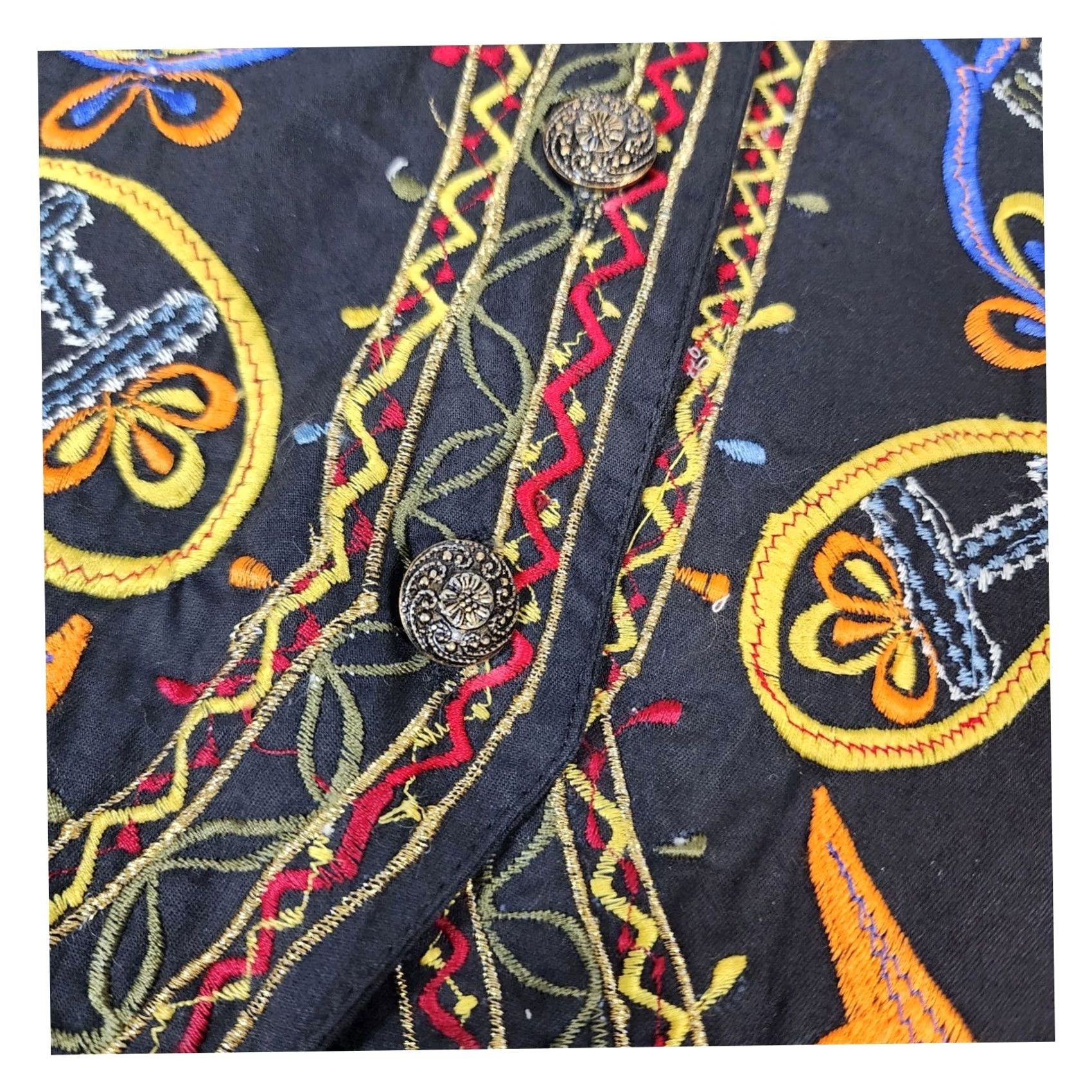 Anchor Blue VINTAGE Anchor Blue Embroidered Cotton Vest Black Paisley Boho Womens Large NWT Size L / US 10 / IT 46 - 4 Thumbnail