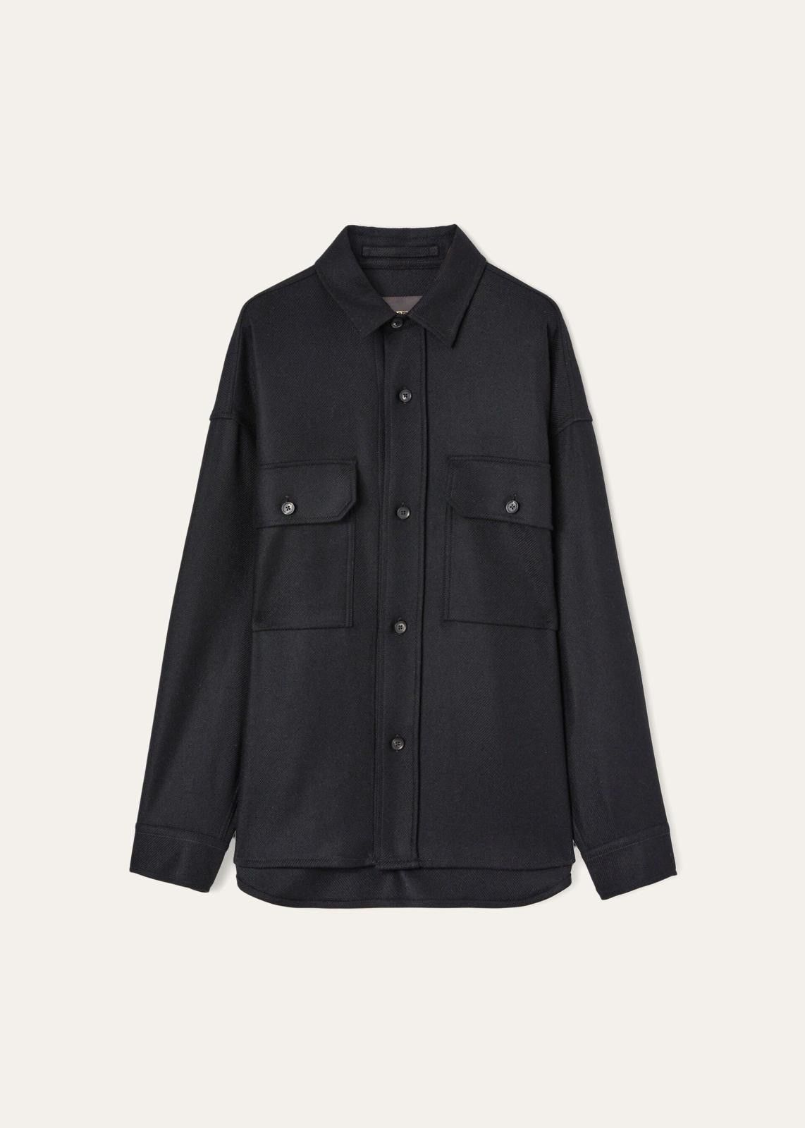 Loro Piana o1srvl11e0824 Alvar Flannel Soft Cashmere Jacket in Black Size XL / US 12-14 / IT 48-50 - 1 Thumbnail