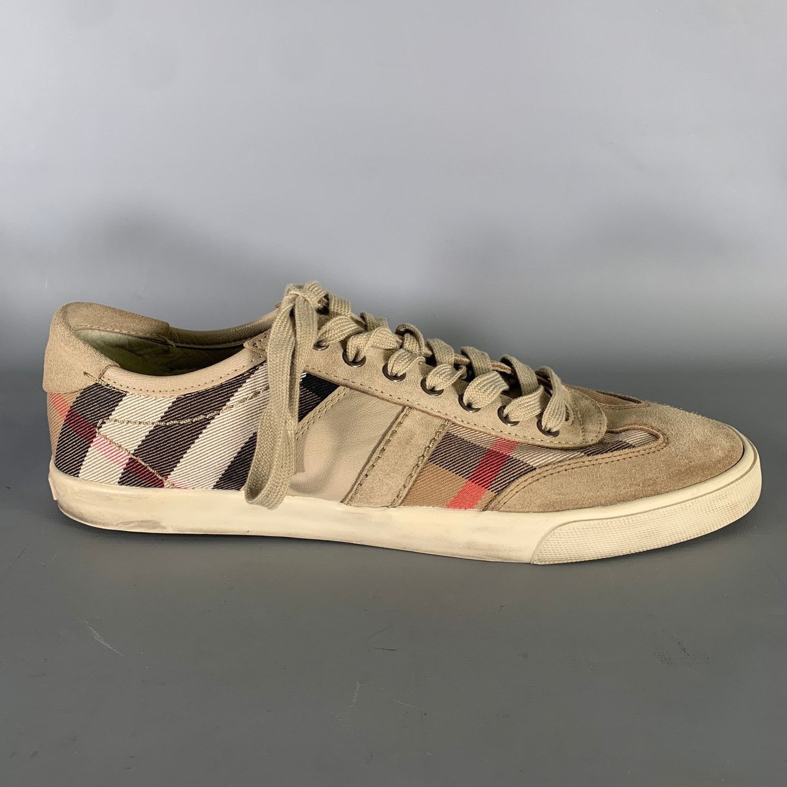 Burberry BURBERRY Size 10 Tan Brown Plaid Low Top Sneakers Size US 10 / EU 43 - 2 Thumbnail