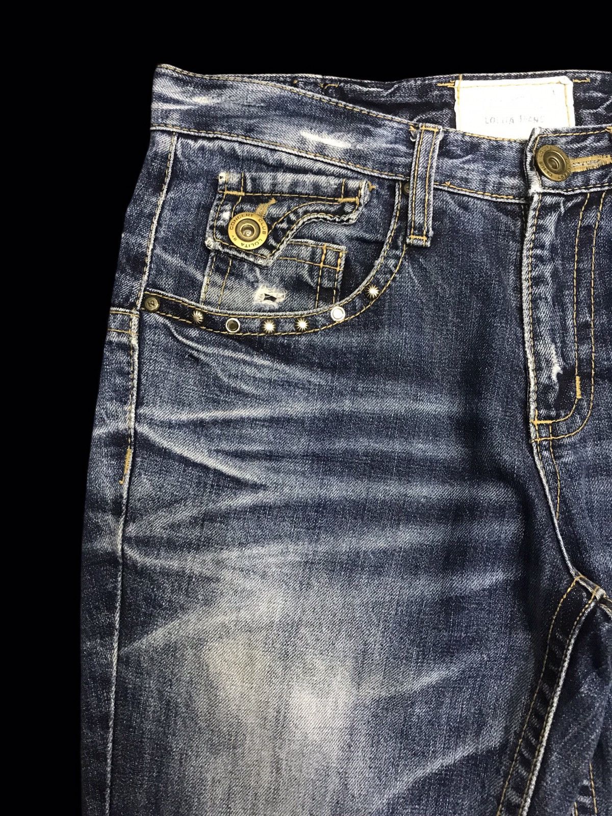 Seditionaries 💥VERY RARE💥LOLITA FLYING SKULL EMBROIDERY DENIM F384 Size US 31 - 4 Thumbnail